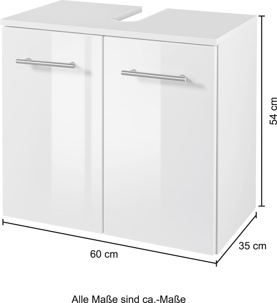 welltime Waschbeckenunterschrank »Trento, verschiedene Ausführungen und Farben«, Badmöbel, Breite 60cm, Badezimmerschrank Beckenunterschrank WBU