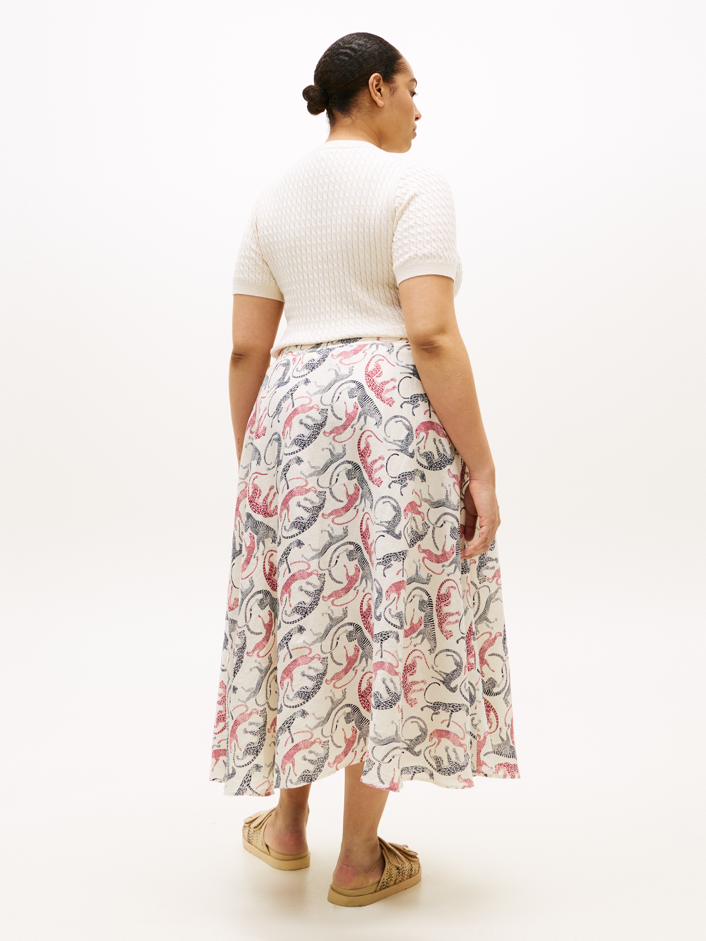 Tommy Hilfiger Curve Jupe en ligne A »CRV ESS LINEN FLARE SKIRT« in grossen Grössen, in ausgestellter Form