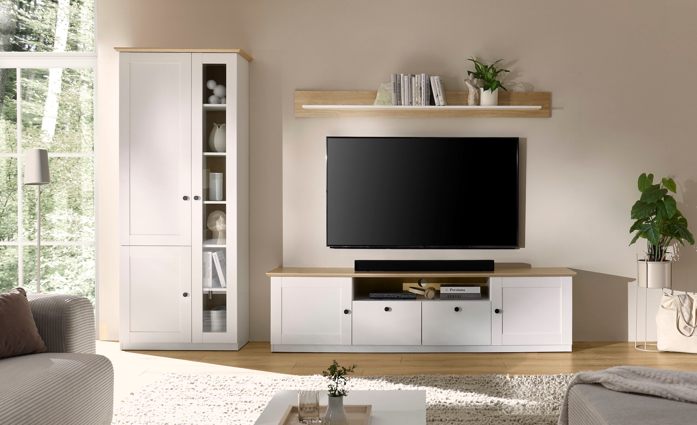 GOODproduct Wohnwand »Brest, Anbauwand im Landhausstil, Komplettset, Wohnzimmer-Set« Set, 3 Stk. tlg.
