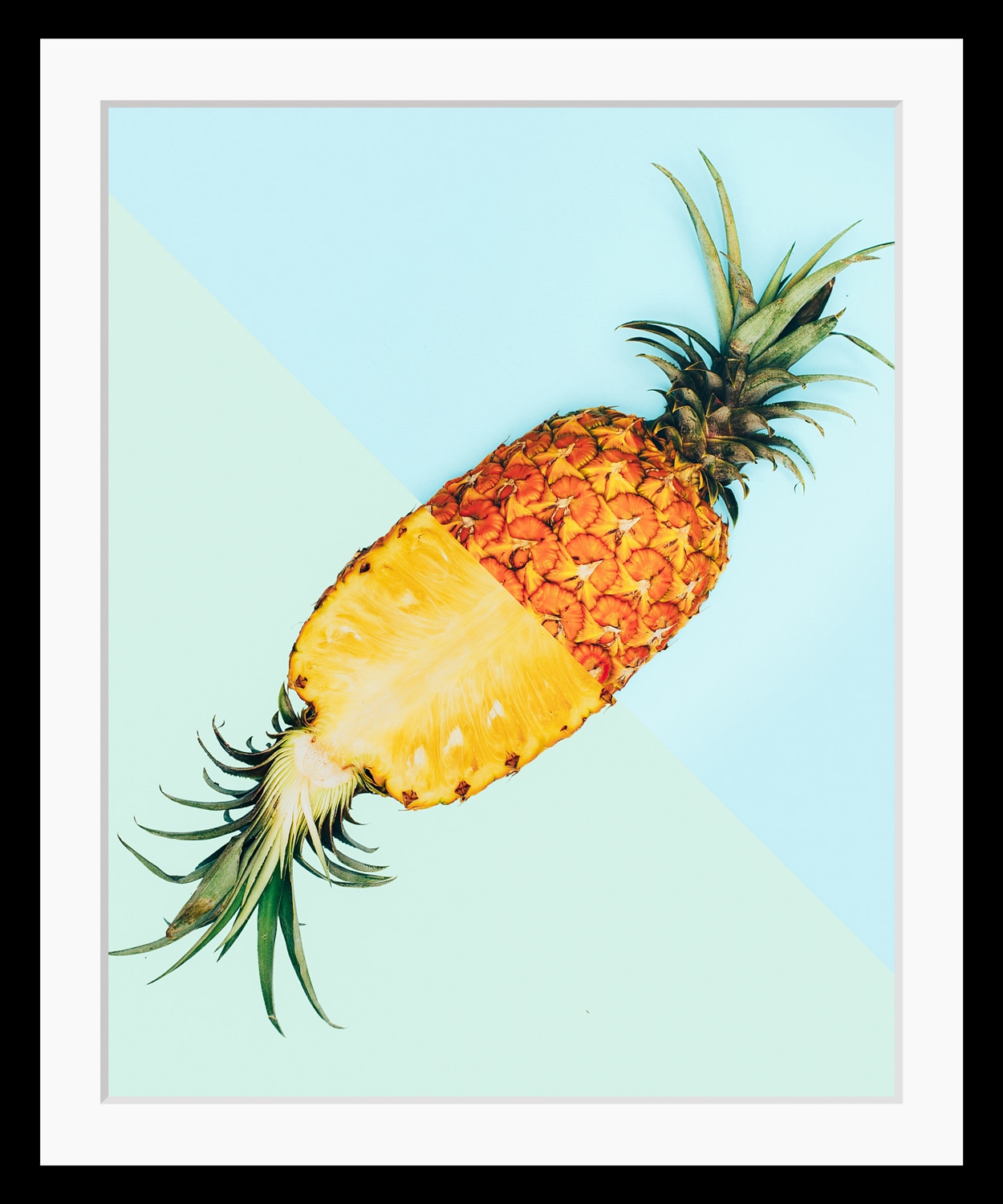 Image of queence Bild "Justina" Ananas Kunst Lebensmittel Obst Obst Bilder HD Premium Poster-Druck inkl. Holzrahmen