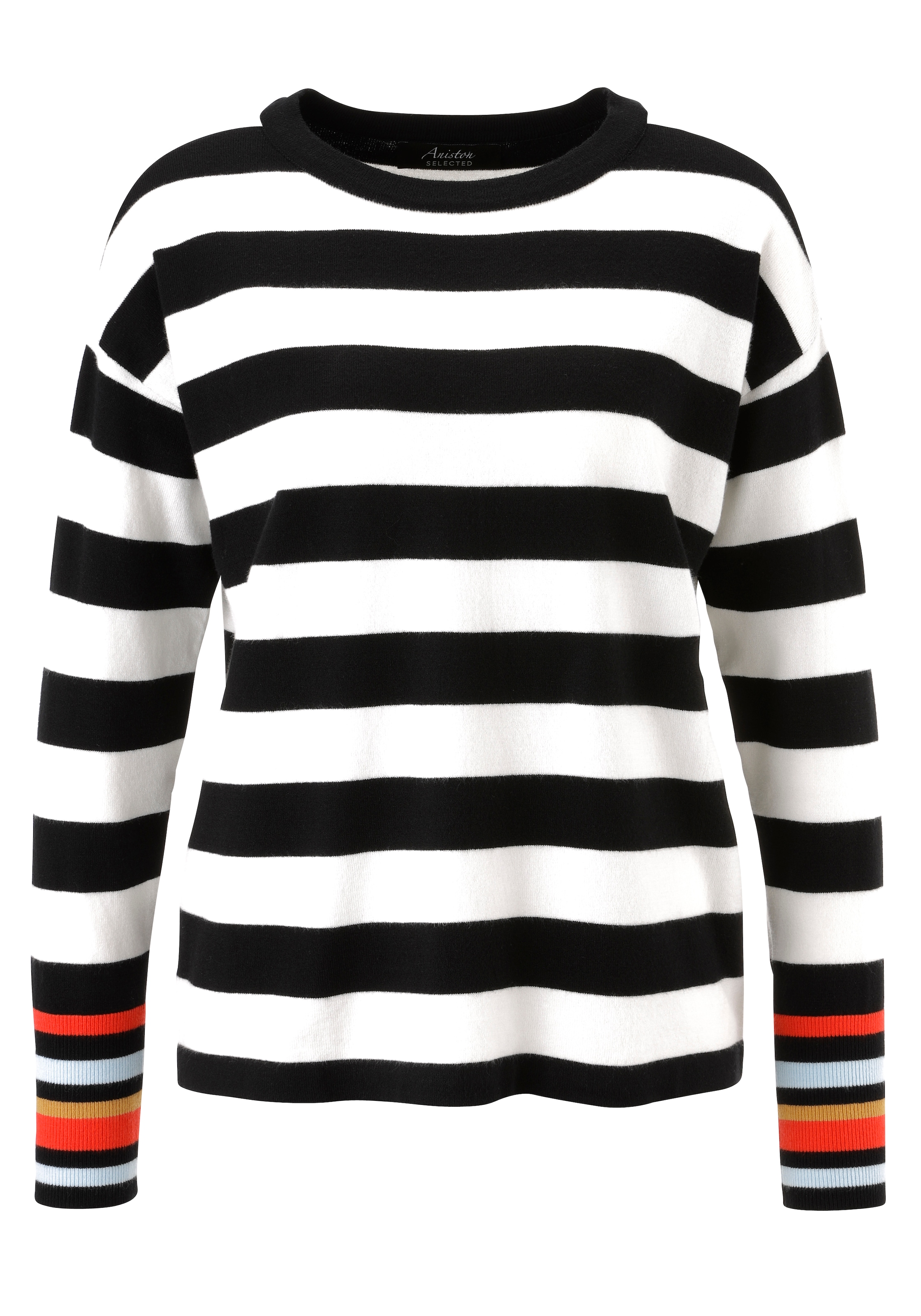 Aniston SELECTED Strickpullover mit modischen Farbakzenten den Ärmeln - NEUE KOLLEKTION