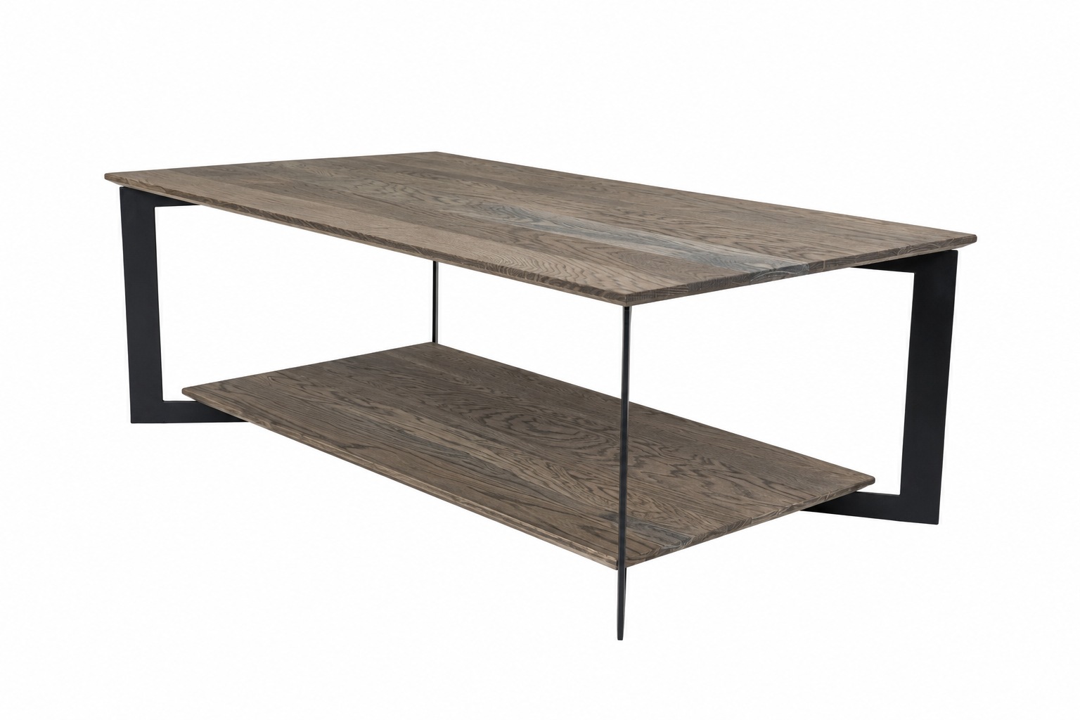 GOODproduct Couchtisch »Arvid, Wohnzimmertisch, Sofatisch, Beistelltisch, Kaffeetisch« Wildeiche geölt Natur/Smoke, Schweizer Kante, Metallgestell