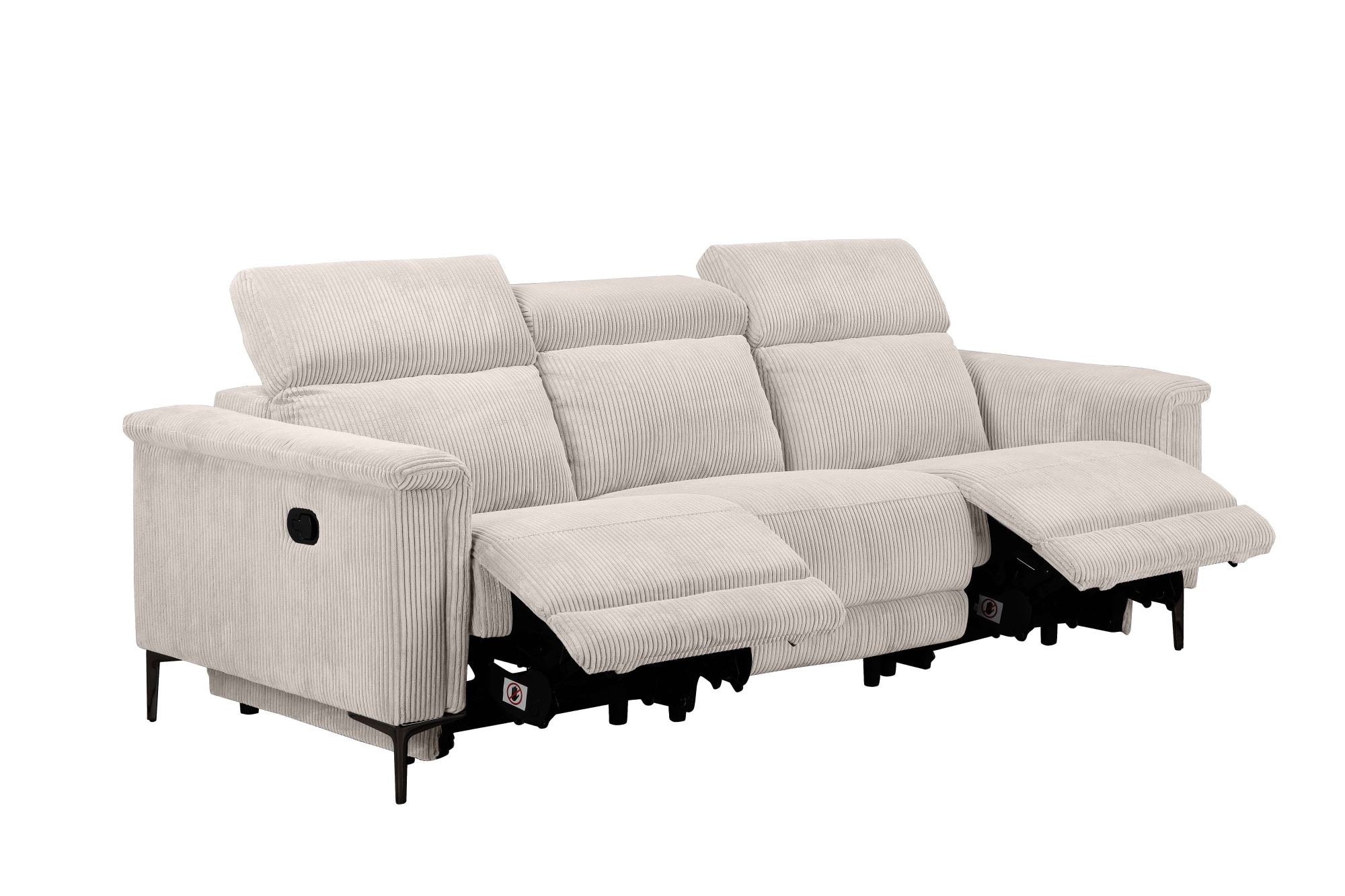 Home affaire 3-Sitzer »Lund Cord, mit manueller o. elektrischer Relaxfunktion in 2 Sitzen,« USB-C, Kopfteilverstellung, Breite 222 cm