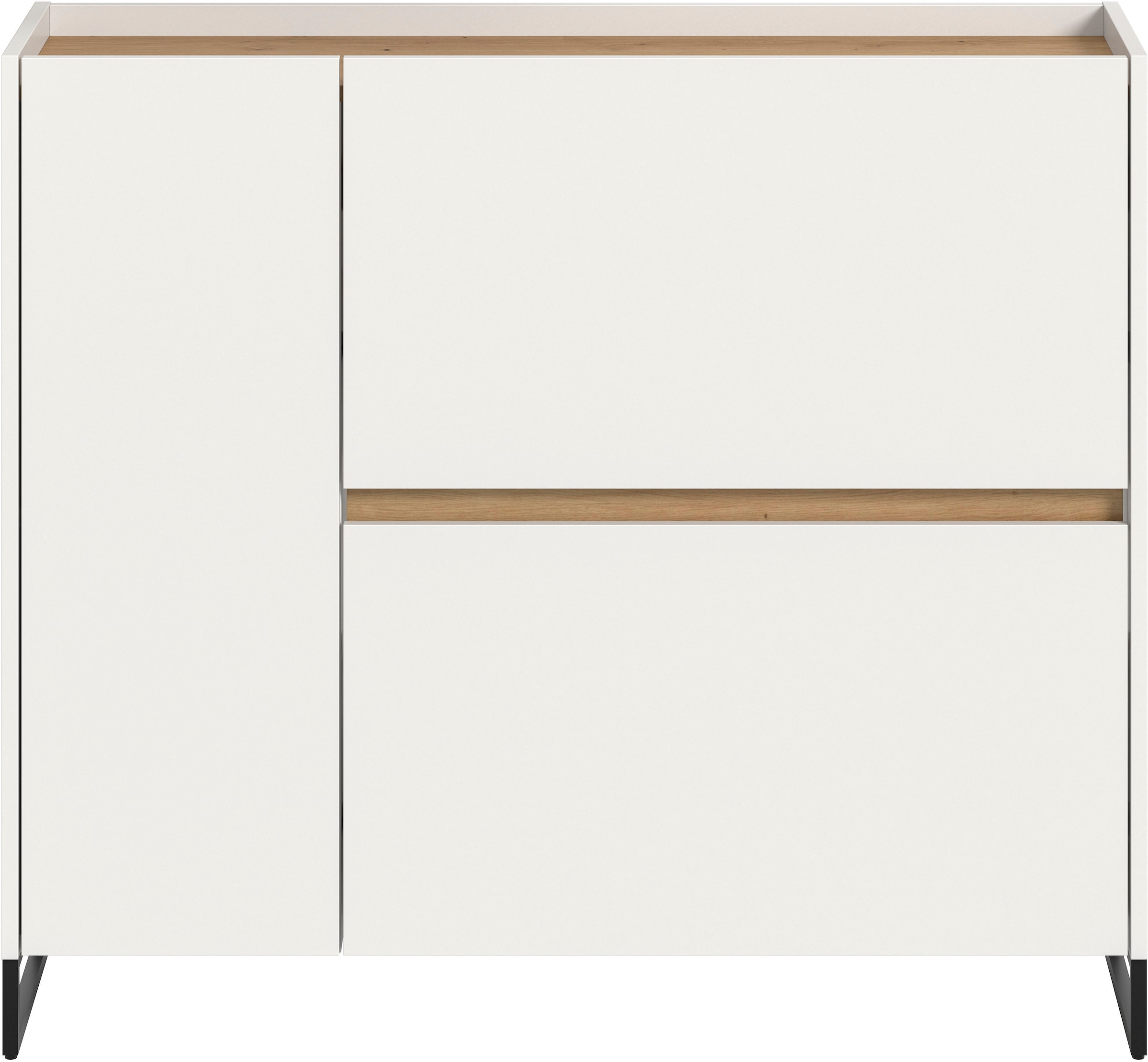 Home affaire Schuhschrank »EVRID, Breite 110cm, 1 Tür, 2 Schuhwalzen, inkl. Metall-Kufenfüsse« individuell mit anderen Artikel der Serie EVRID erweiterbar, 1 Stk. tlg. Schuhkommode, Kommode, Sideboard, Garderobenschrank, Flurkommode