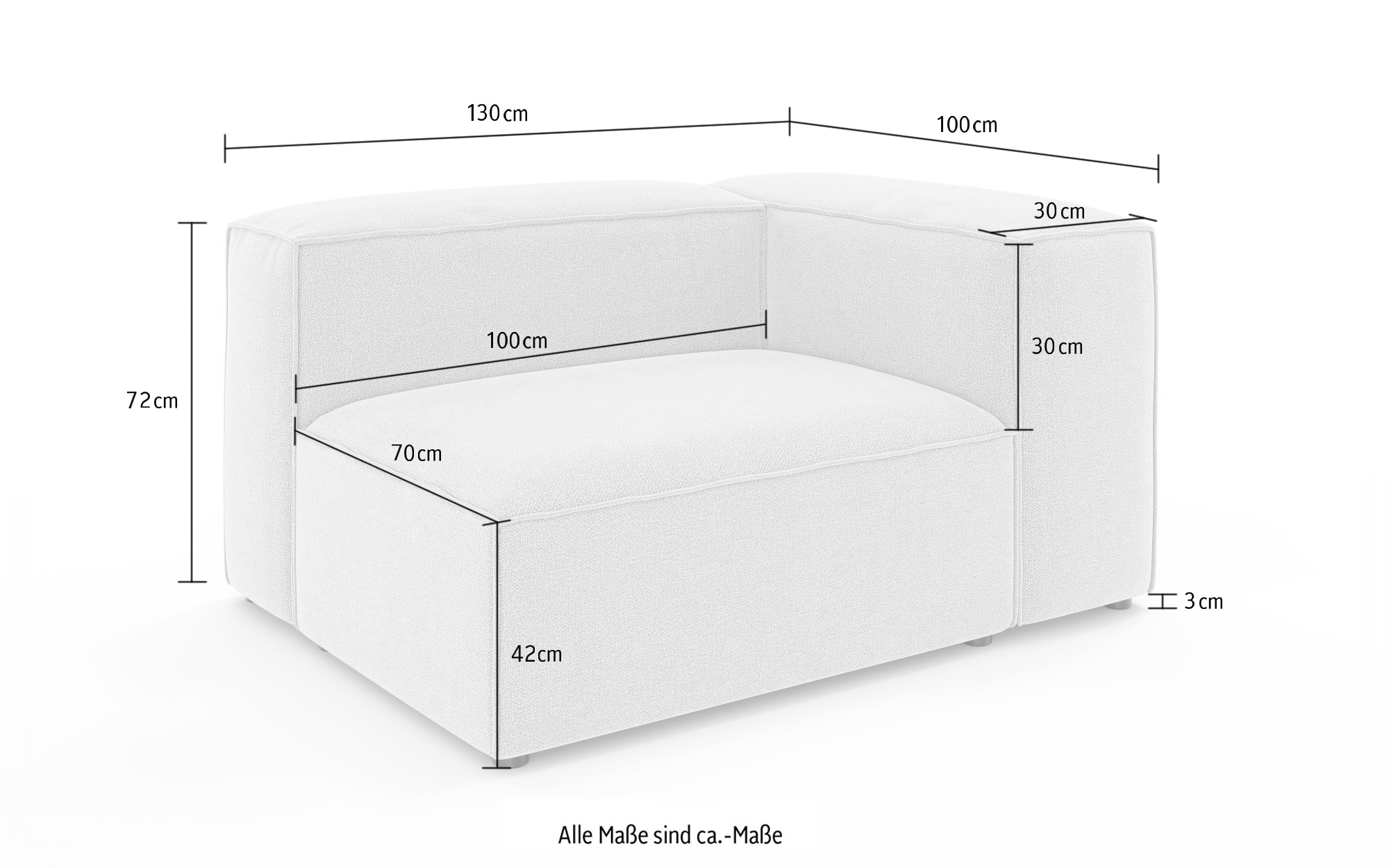 INOSIGN Sofa-Eckelement »HAILY Sessel mit Armlehne links/rechts, Masse B/T/H: 130/100/72 cm« als Modul oder separat verwendbar, für individuelle Zusammenstellung