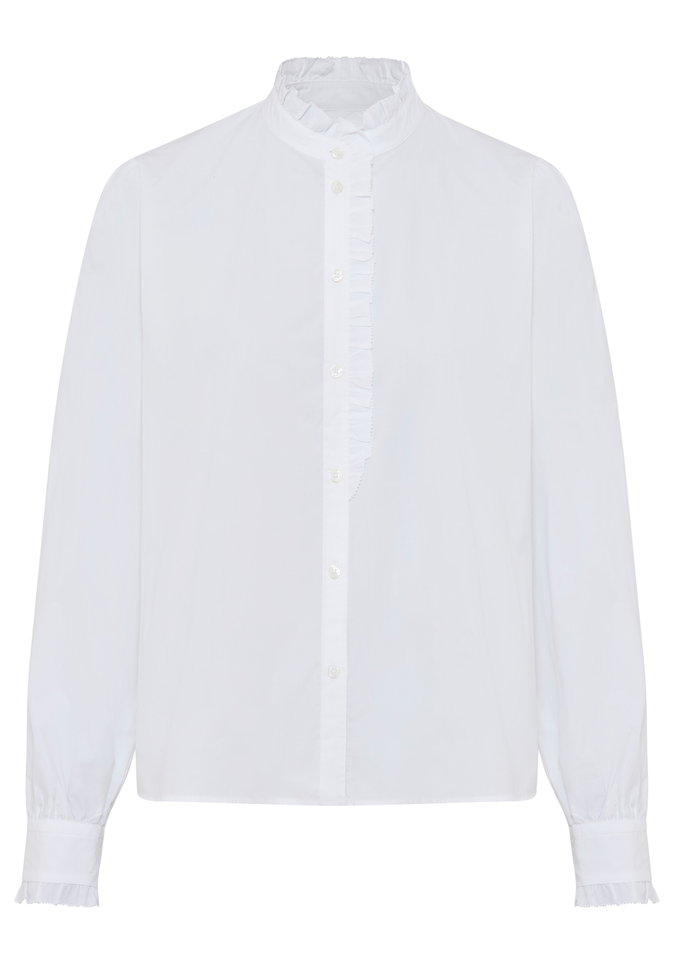 BOSS ORANGE Hemdbluse »Banny Premium Damenmode« mit Rüschen-Details, Stehkragen