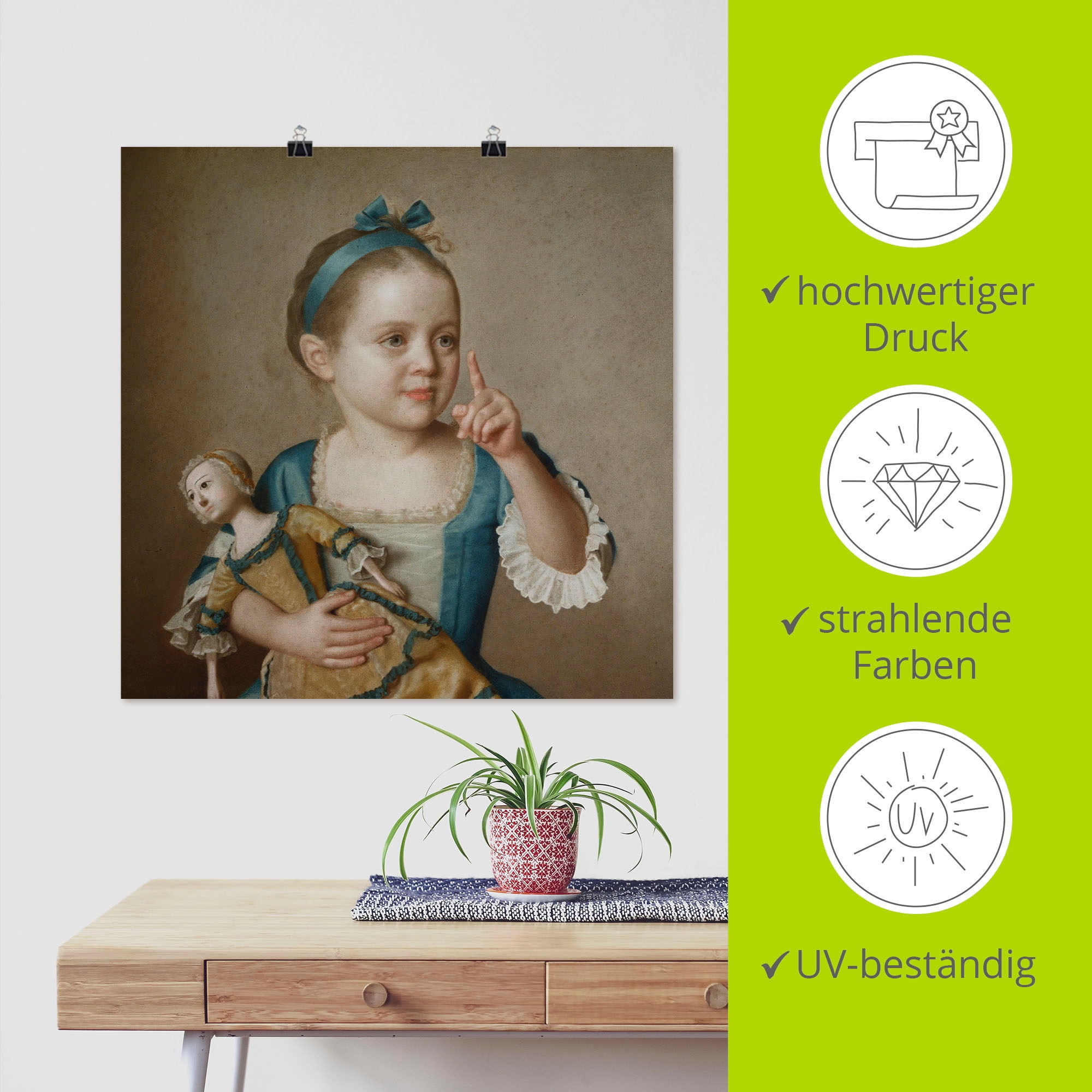 Artland Wandbild »Mädchen mit Puppe.«, Kind, (1 St.), als Leinwandbild, Poster in verschied. Grössen