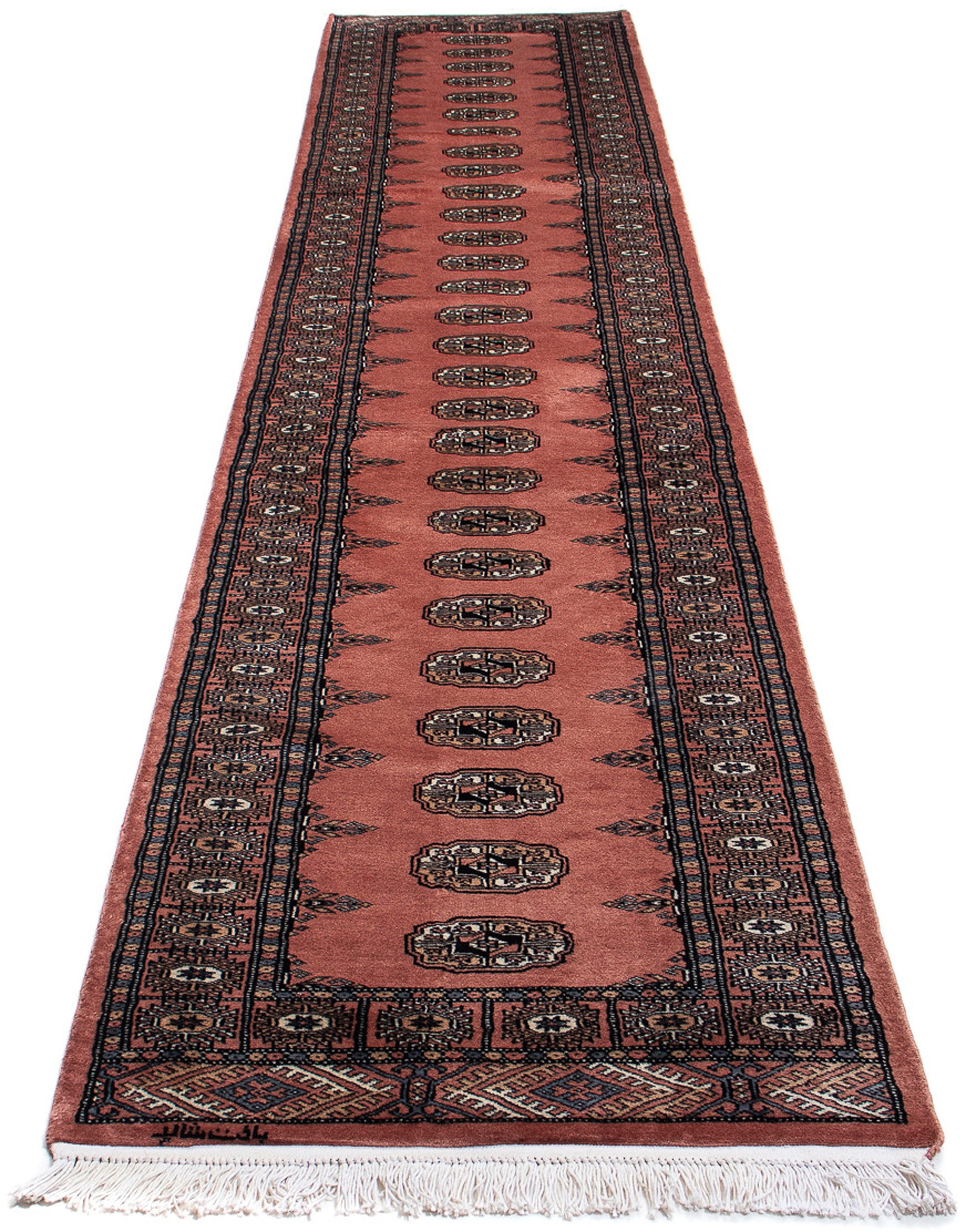 Image of morgenland Orientteppich »Afghan - Buchara - 404 x 77 cm - hellrot«, rechteckig, 7 mm Höhe, Wohnzimmer, Handgeknüpft, Einzelstück mit Zertifikat bei Ackermann Versand Schweiz