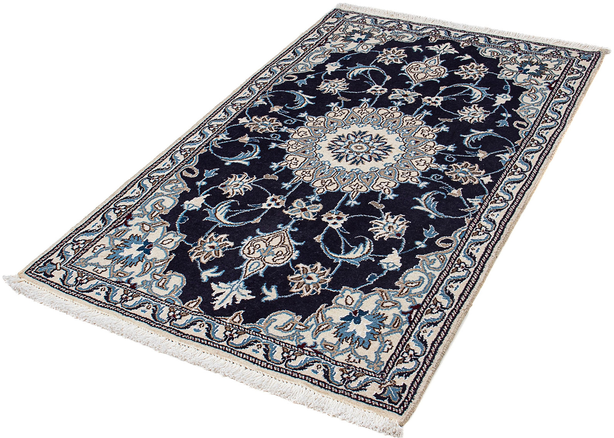 Image of morgenland Orientteppich »Perser - Nain - 146 x 87 cm - dunkelblau«, rechteckig, 10 mm Höhe, Wohnzimmer, Handgeknüpft, Einzelstück mit Zertifikat bei Ackermann Versand Schweiz