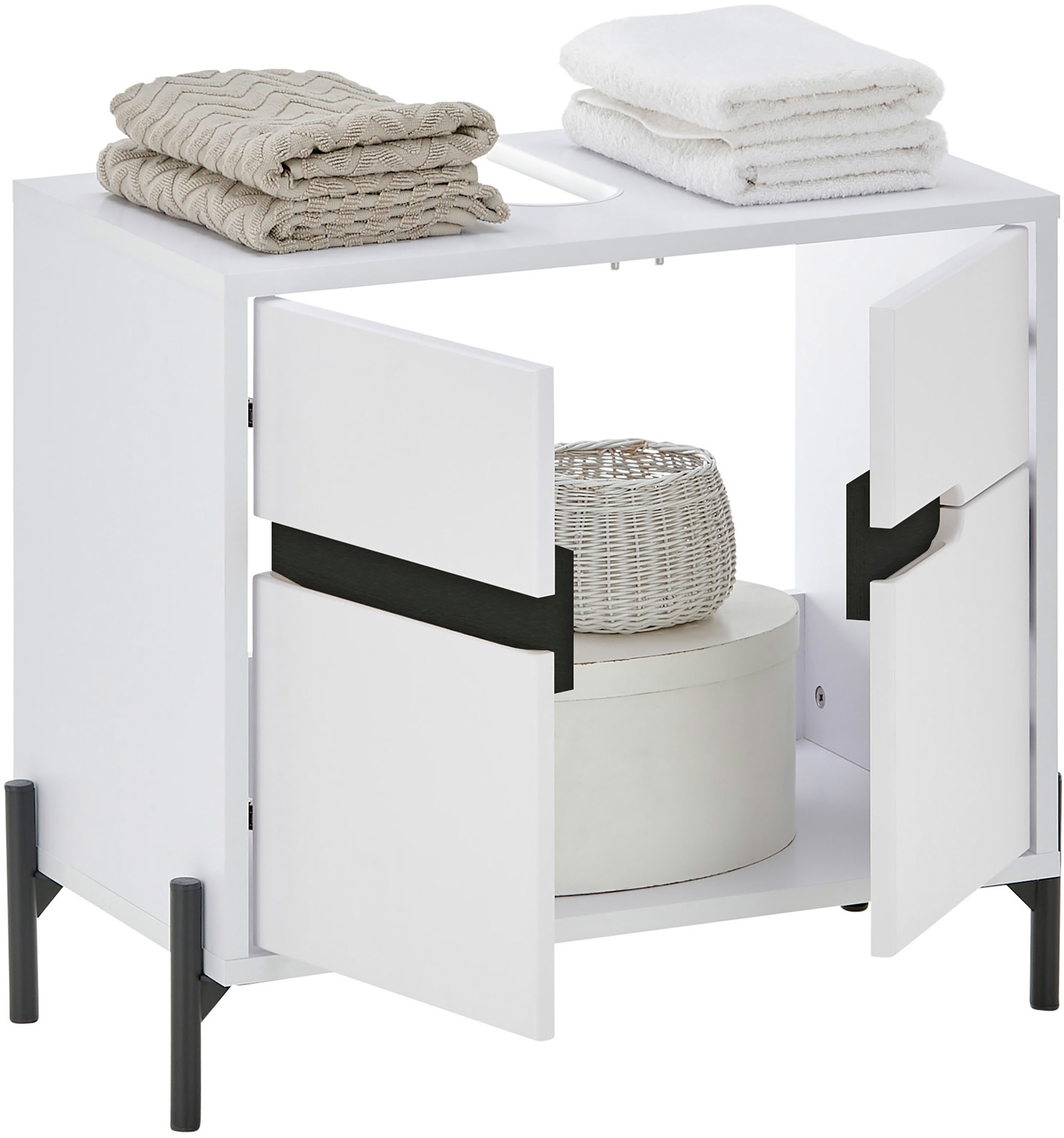 BASIC by Balculina Armoire sous lavabo »Avanto B/H/T 60x55x35 cm« 1 cuis tlg. Largeur 60cm, fermeture douce pour portes, FSC-Mix 70%