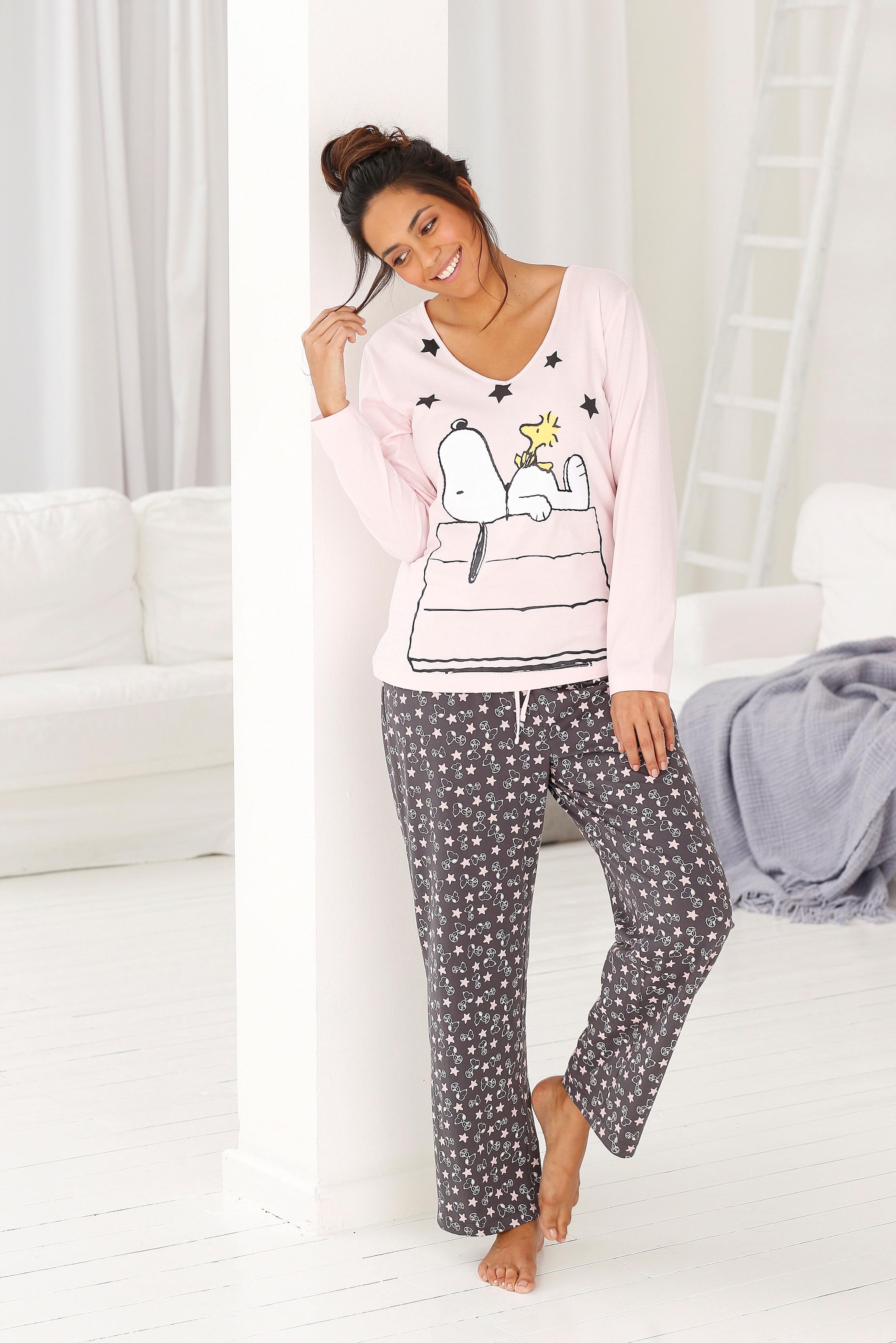 ♕ Peanuts Pyjama, (2 tlg., 1 Stück), in langer Form im niedlichen  Snoopy-Design versandkostenfrei bestellen