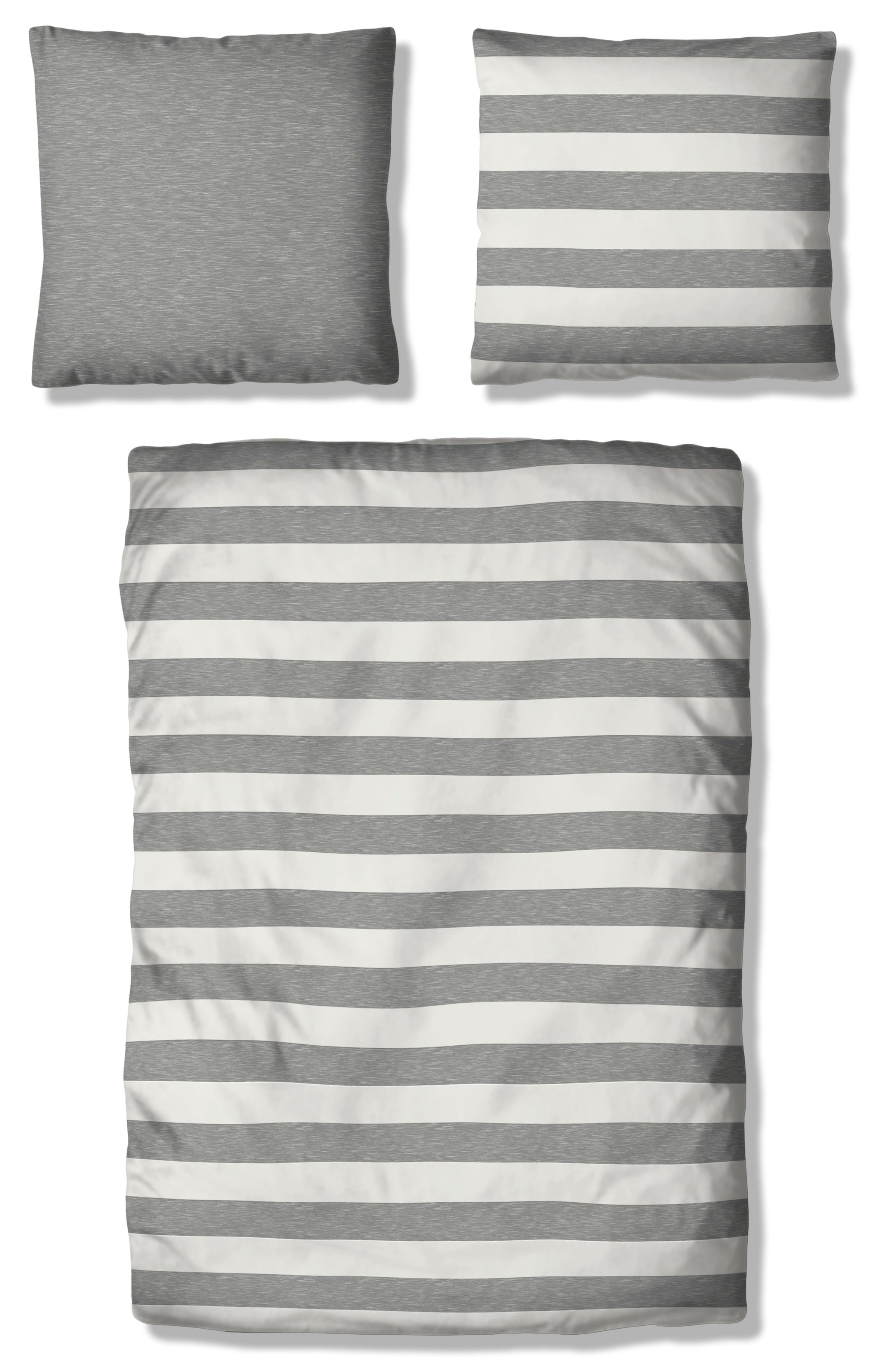GOODproduct Wendebettwäsche »Big Stripe«, 100% Bio-Baumwolle GOTS zertifiziert, Streifen-Design in Melange-Optik