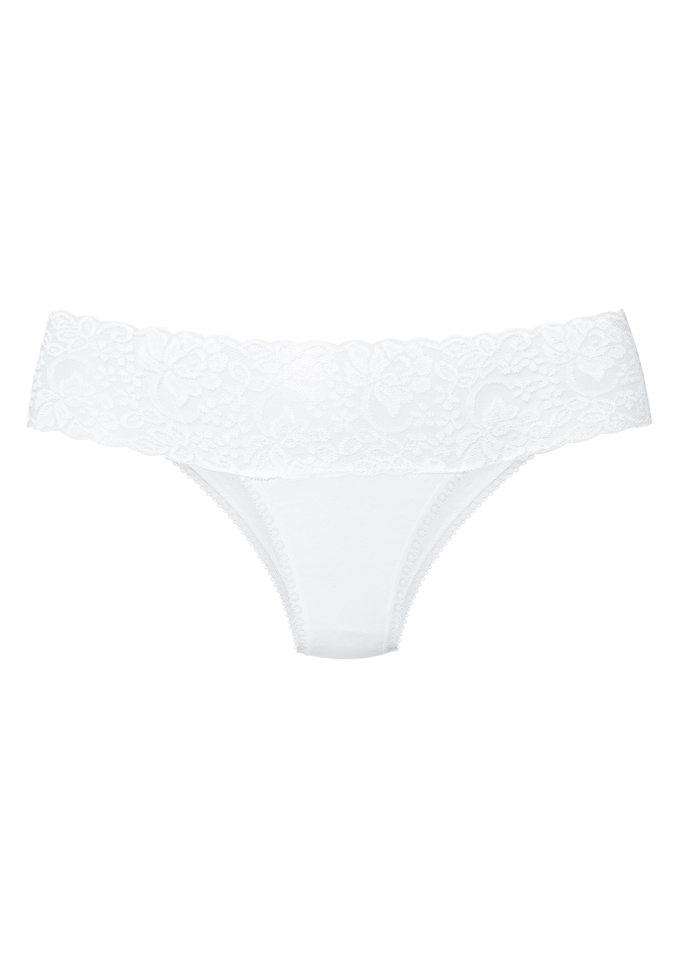 Vivance Slip brésilien pack de 3,  en coton élastique avec dentelle florale