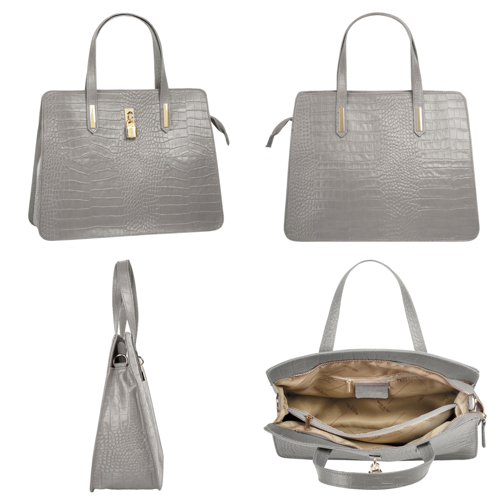Cluty Henkeltasche, echt Leder, Made in Italy