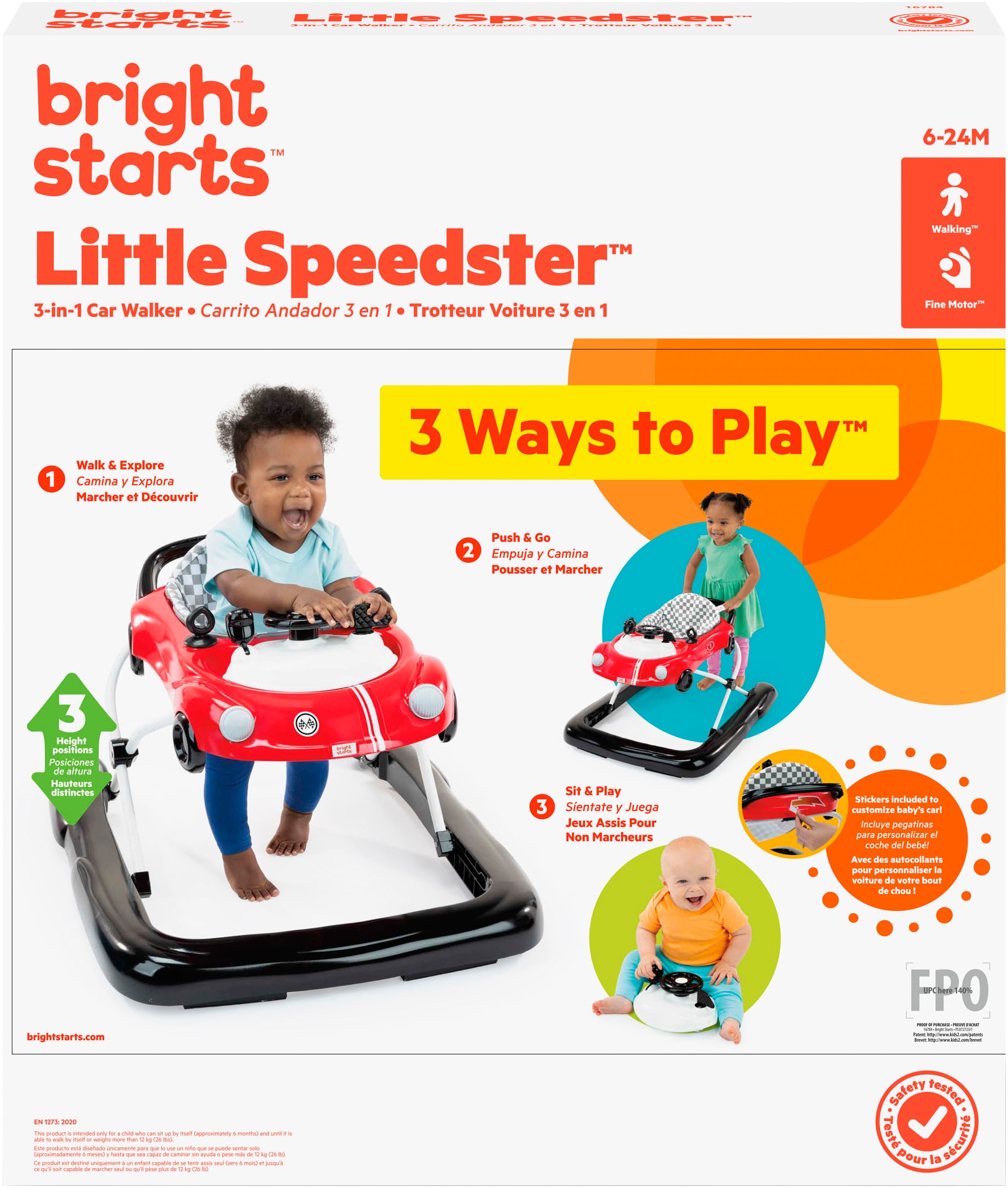 Bright Starts Trotteur »Little Speedster™ 3-in-1 Car Walker – Rot Racer«