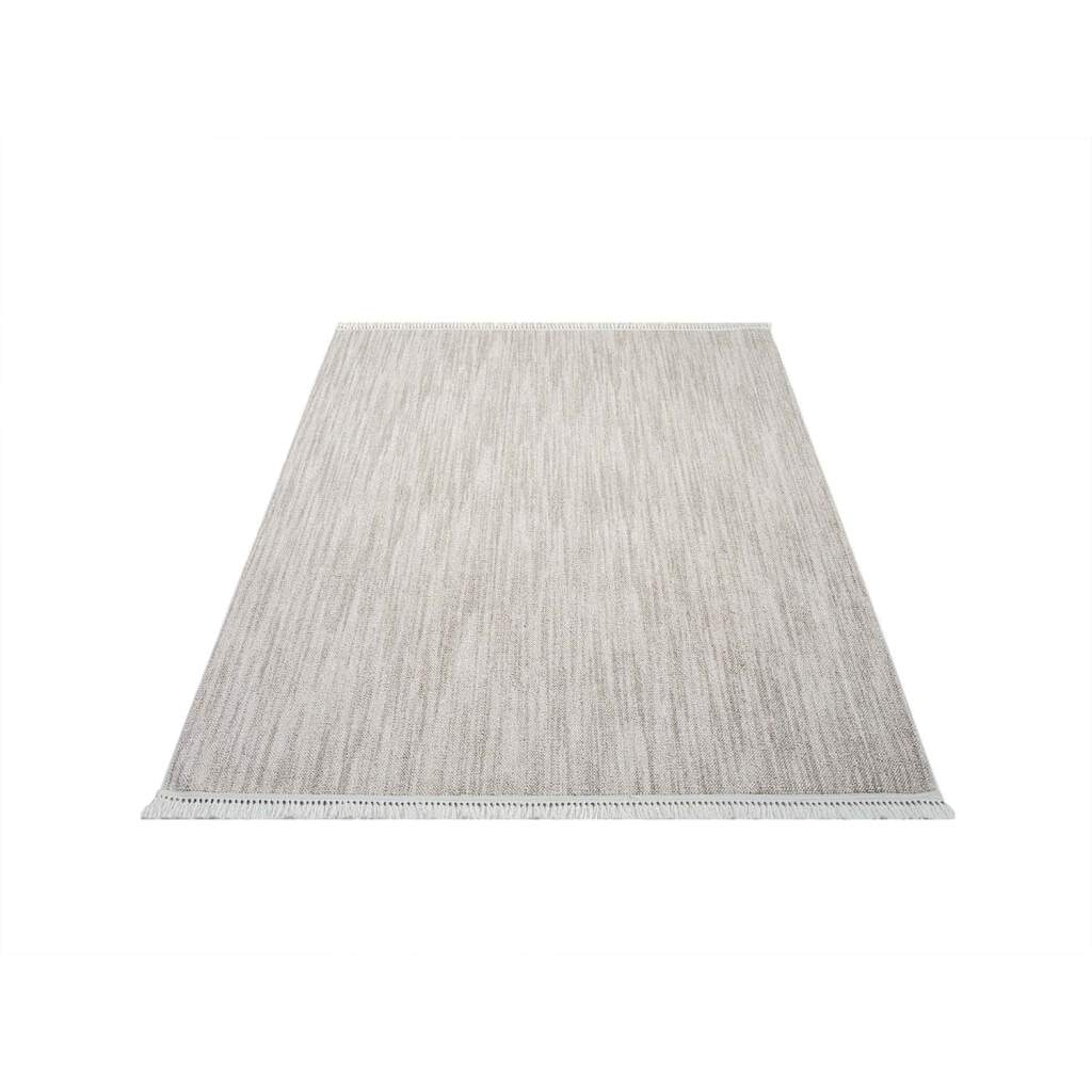 Carpet City Teppich »CLASICO 0052«, rechteckig, 11 mm Höhe, Läufer, Kurzflor, Hochtief-Muster, Boho, Fransen, Wohnzimmer