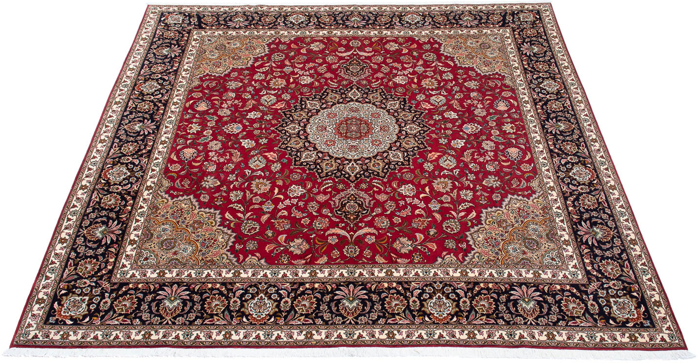 Image of morgenland Orientteppich »Perser - Täbriz quadratisch - 303 x 300 cm - dunkelrot«, quadratisch, 10 mm Höhe, Wohnzimmer, Handgeknüpft, Einzelstück mit Zertifikat bei Ackermann Versand Schweiz