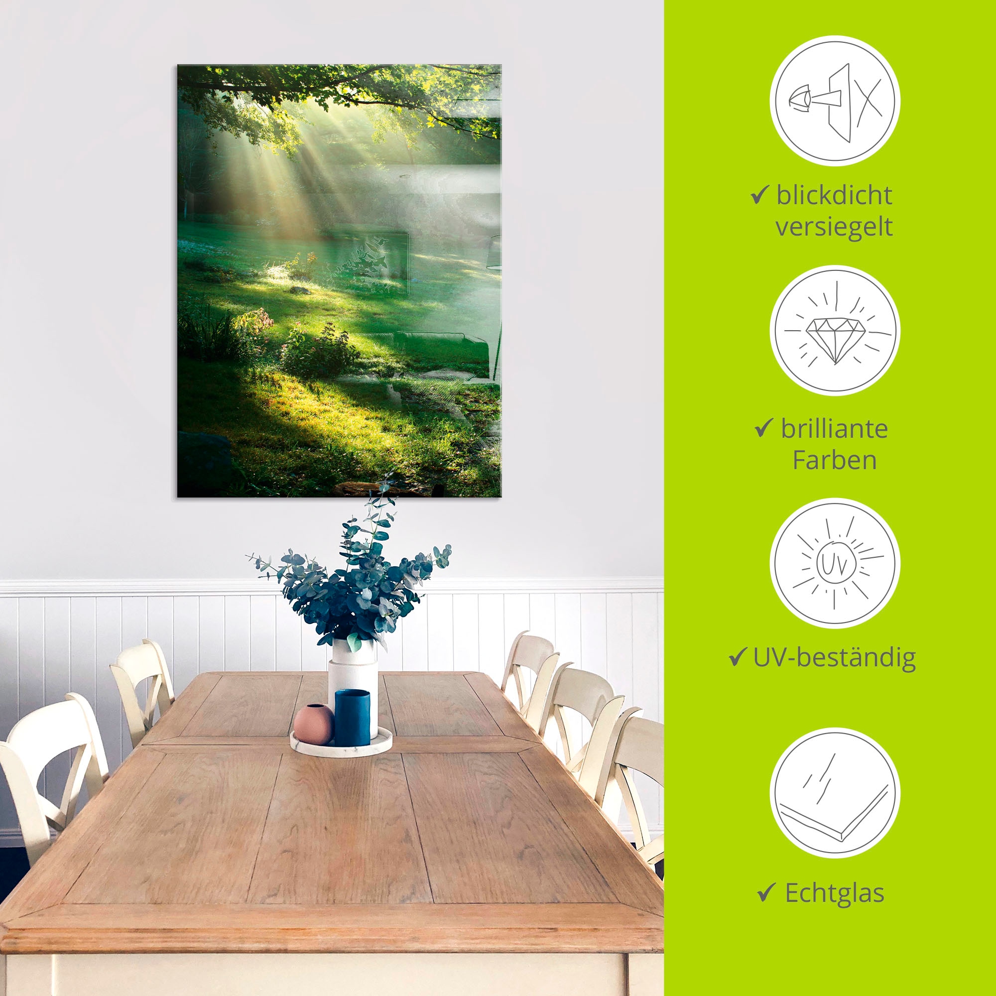Artland Glasbild »Lichtkegel«, Wald, (1 St.), in verschiedenen Grössen