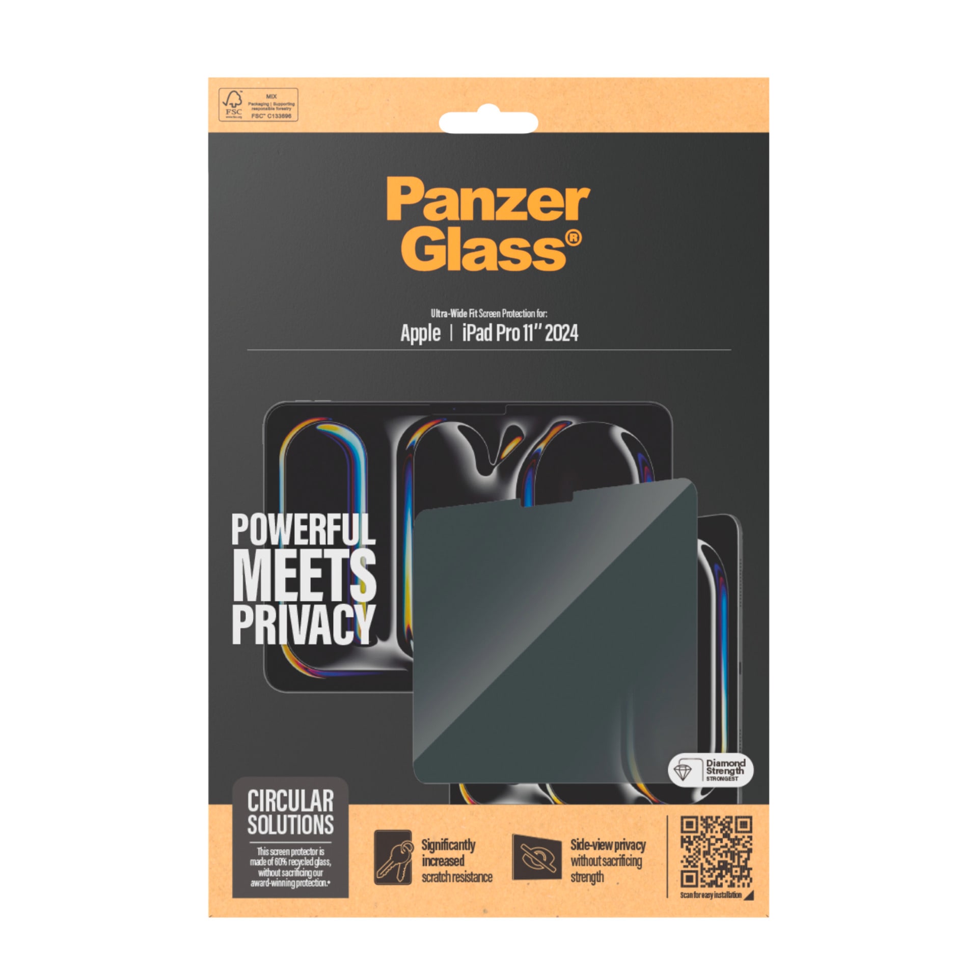 PanzerGlass Displayschutzglas »Ultra-Wide Fit Privacy Screen Protection«, für Apple iPad Pro 11 (2024), Displayschutzfolie, Schutzfolie, Sichtschutz, kratz- & stossfest