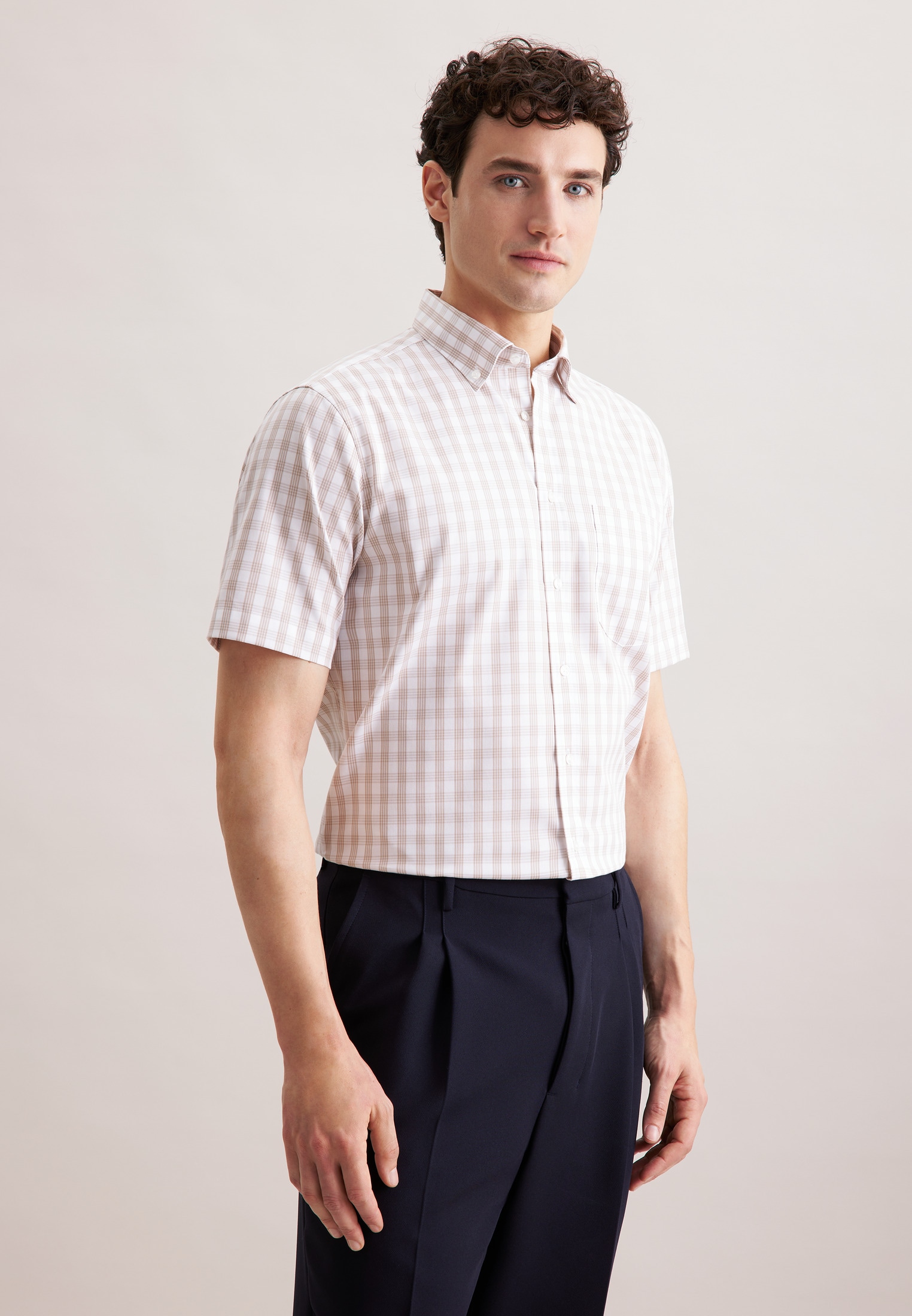 Image of seidensticker Businesshemd "Regular" Regular 1/2 Button-Down-Kragen Karo