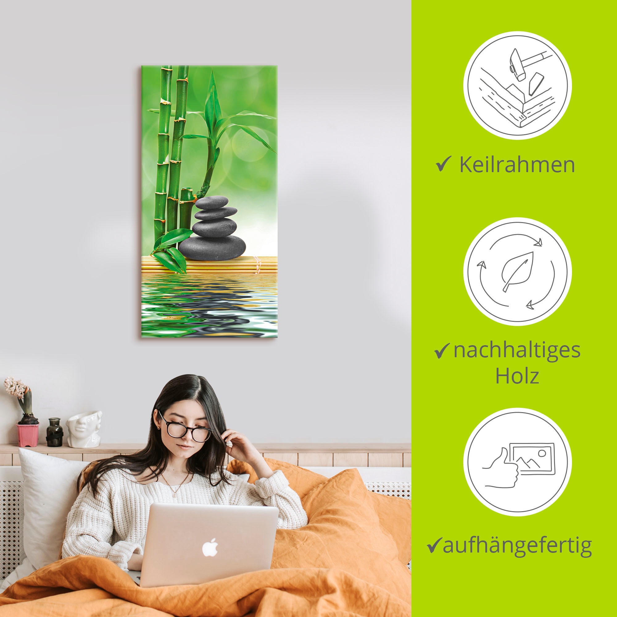 Artland Wandbild »Spa Konzept Zen Basaltsteine«, Zen, (1 St.), als Leinwandbild, Poster, Wandaufkleber in verschied. Grössen
