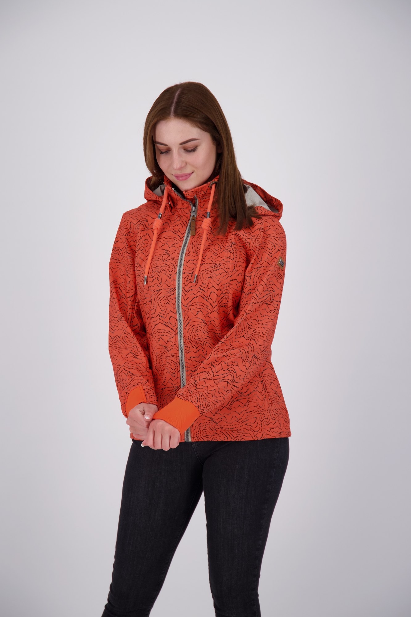 LPO Softshelljacke »SHELBY PEAK IV Women« mit Kapuze leichte Softshelljacke mit All-Over-Print und abnehmbarer Kapuze
