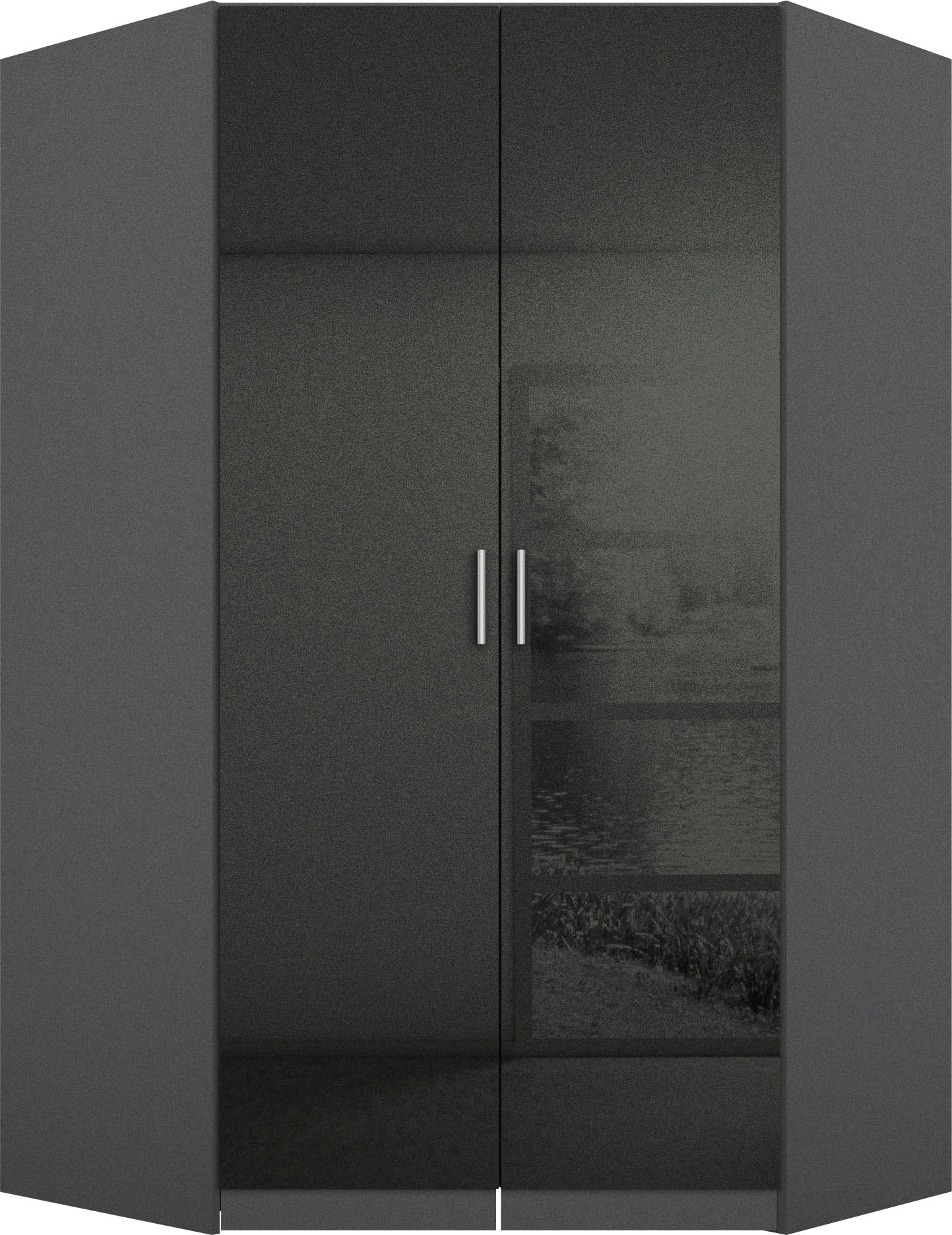 Image of rauch "Kleiderschrank Schrank Eckschrank Ankleide Garderobe CELLE" Schenkelmass: 117x117 cm, Höhe 197/210 cm, optional mit Spiegel oder Hochglanzfront MADE IN GERMANY