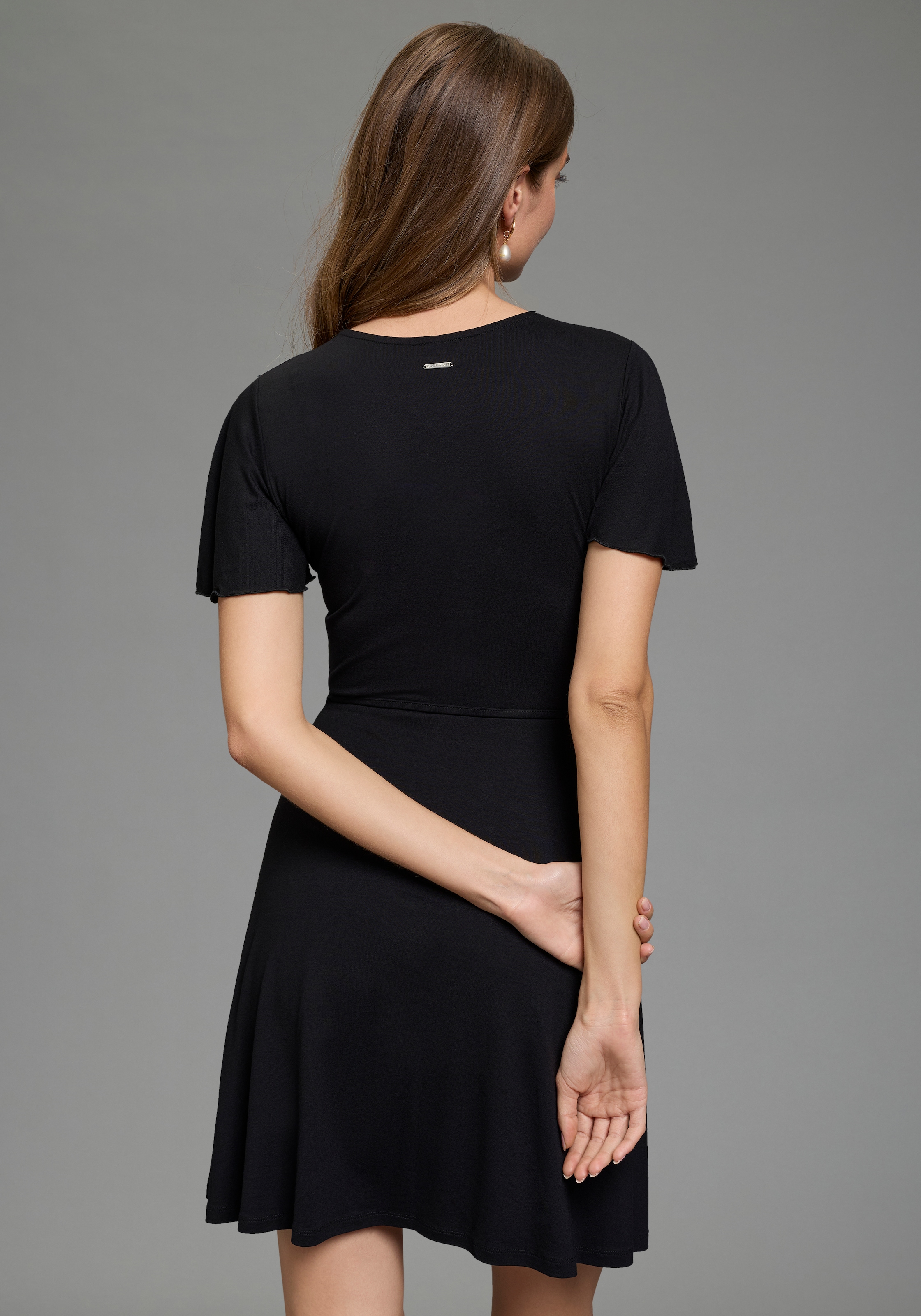 Laura Scott Sommerkleid dekorative Knopfleiste, elastische Viskosemischung, mit V-Ausschnitt