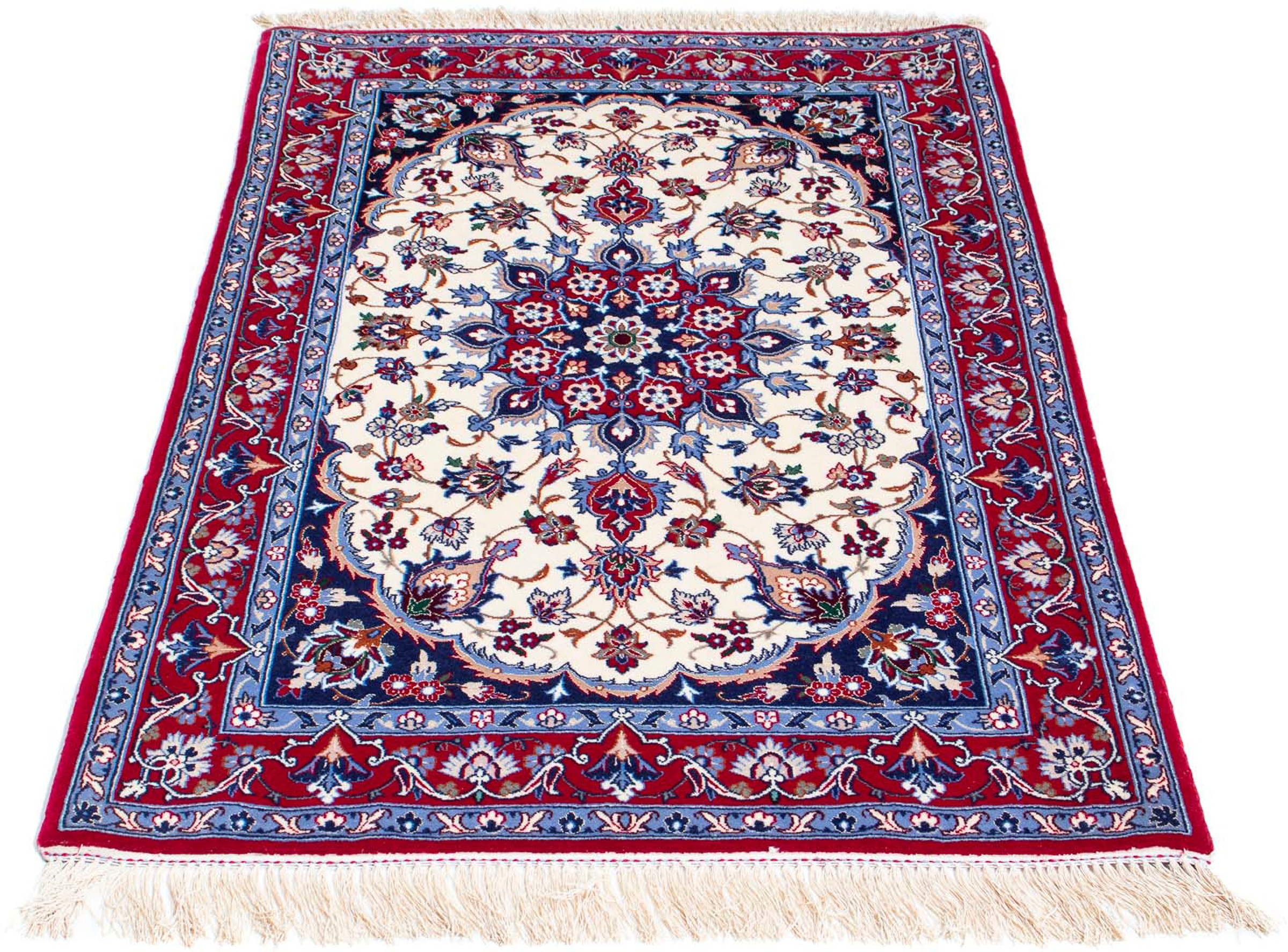 Image of morgenland Orientteppich »Perser - Isfahan - Premium - 128 x 83 cm - beige«, rechteckig, 6 mm Höhe, Wohnzimmer, Handgeknüpft, Einzelstück mit Zertifikat bei Ackermann Versand Schweiz