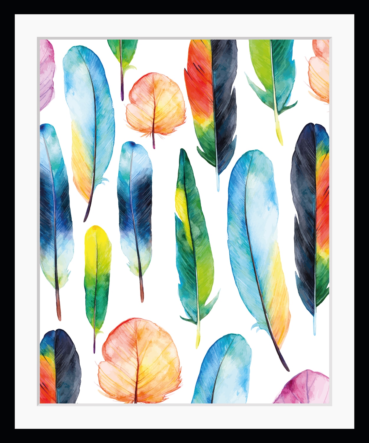 Image of queence Bild "Agathe" Federn Kunst HD Premium Poster-Druck inkl. Holzrahmen