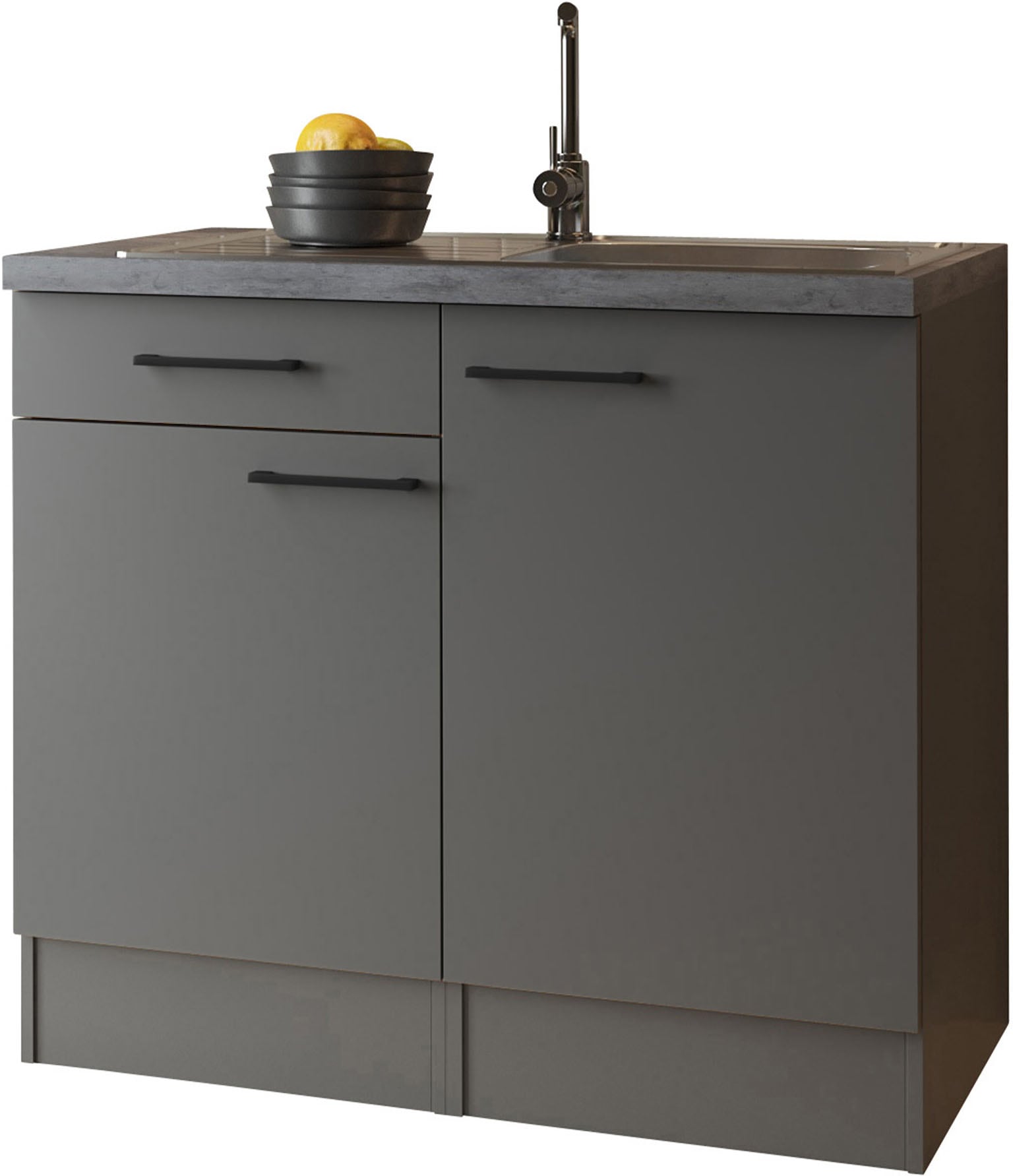 RESPEKTA Kitchenette »Oliver« démonté, avec évier en acier inoxydable, avec fonction soft-close, largeur 100 cm