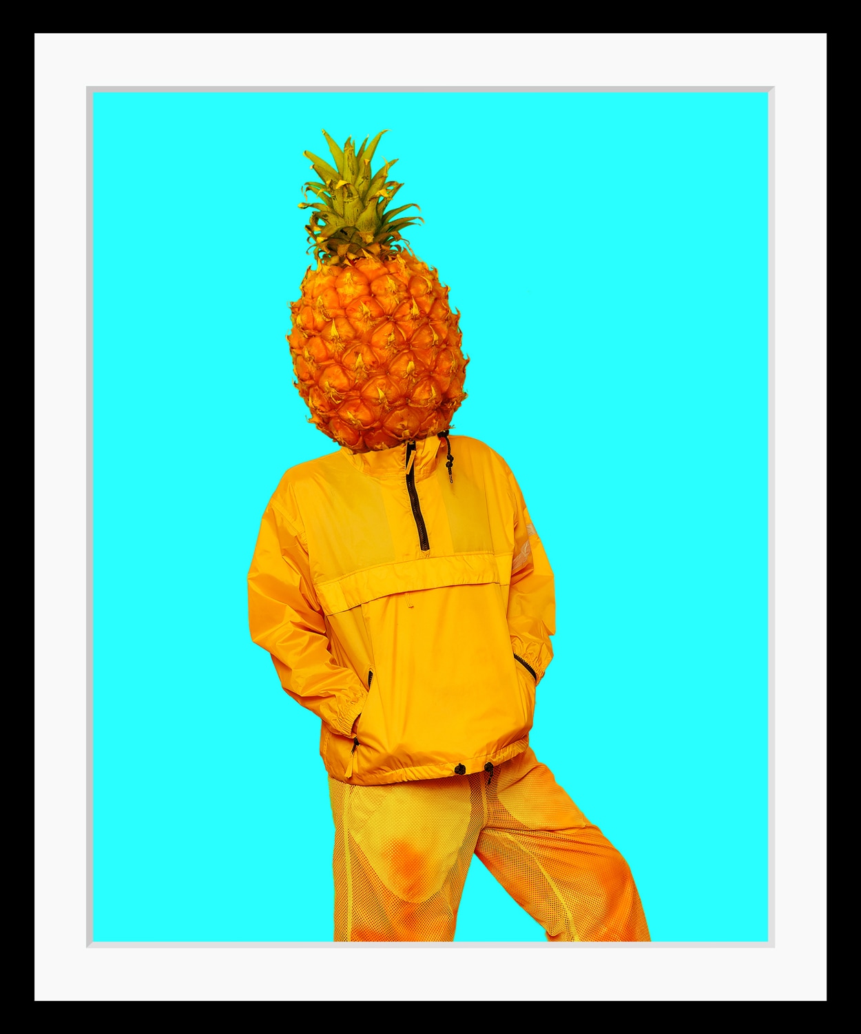 Image of queence Bild "Jeremy" Ananas Humor Menschen Obst Obst Bilder HD Premium Poster-Druck inkl. Holzrahmen