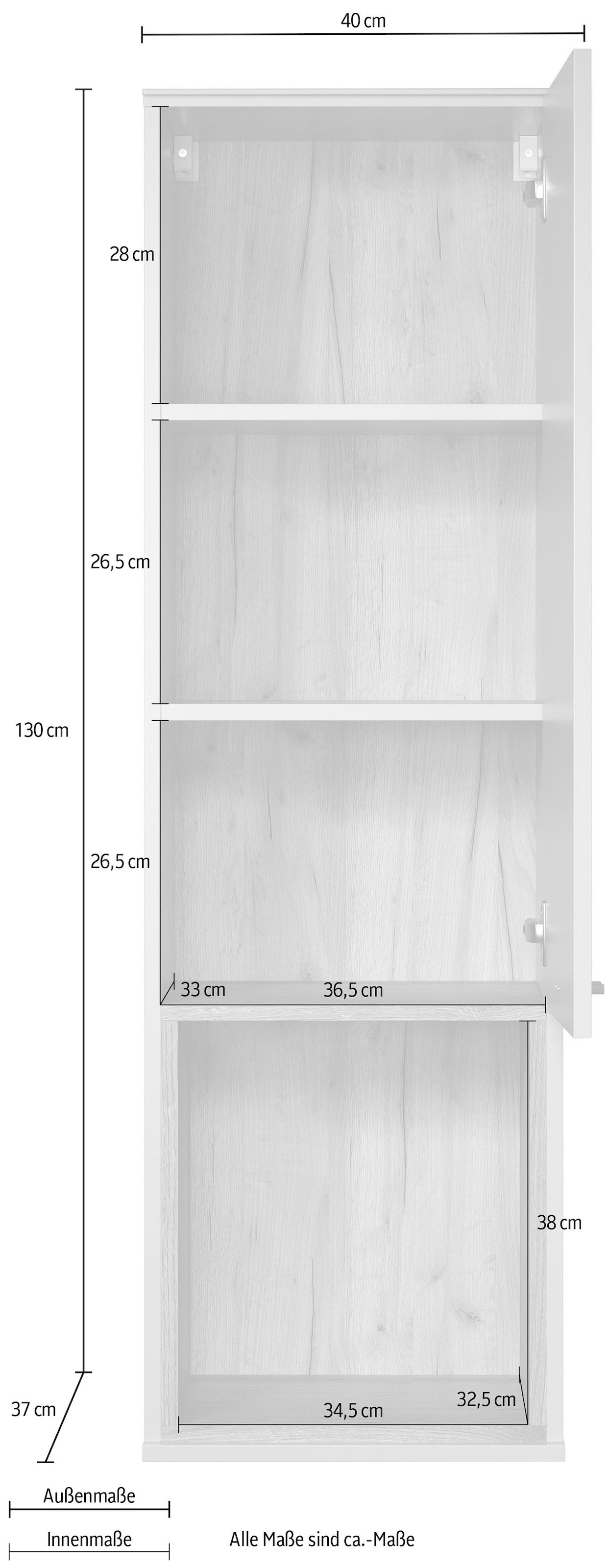 Home affaire Vitrine suspendue »San Pedro« 1 cuis tlg. Hängeschrank, 1 Tür, 1 Fach & Soft-Close - (B/T/H) 40/37/130 cm