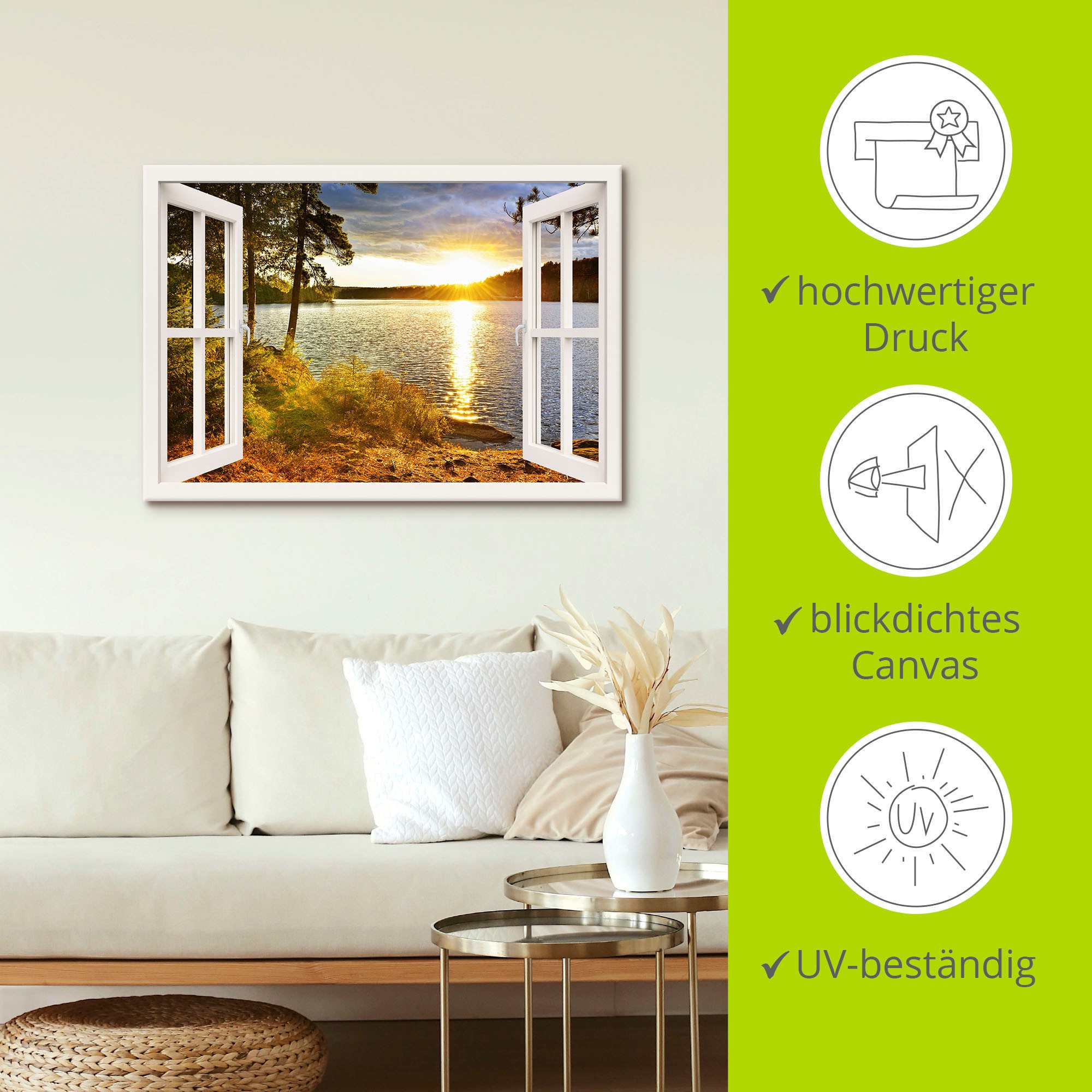 Artland Wandbild »Sonnenuntergang im Algonquin Park« Fensterblick 1 Stk. tlg. als Leinwandbild, Poster, Wandaufkleber in verschied. Grössen