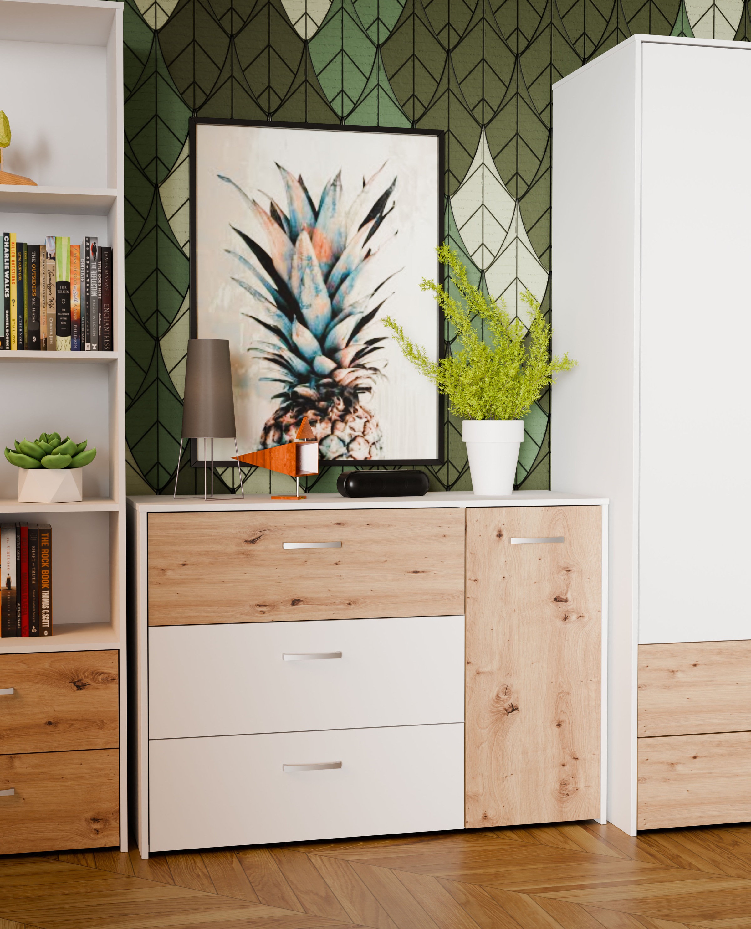 Image of FORTE Sideboard "Culgoa" Sideboard, 3 Schubkästen, 1 Türe viel Staraum pflegeleichtes Dekor