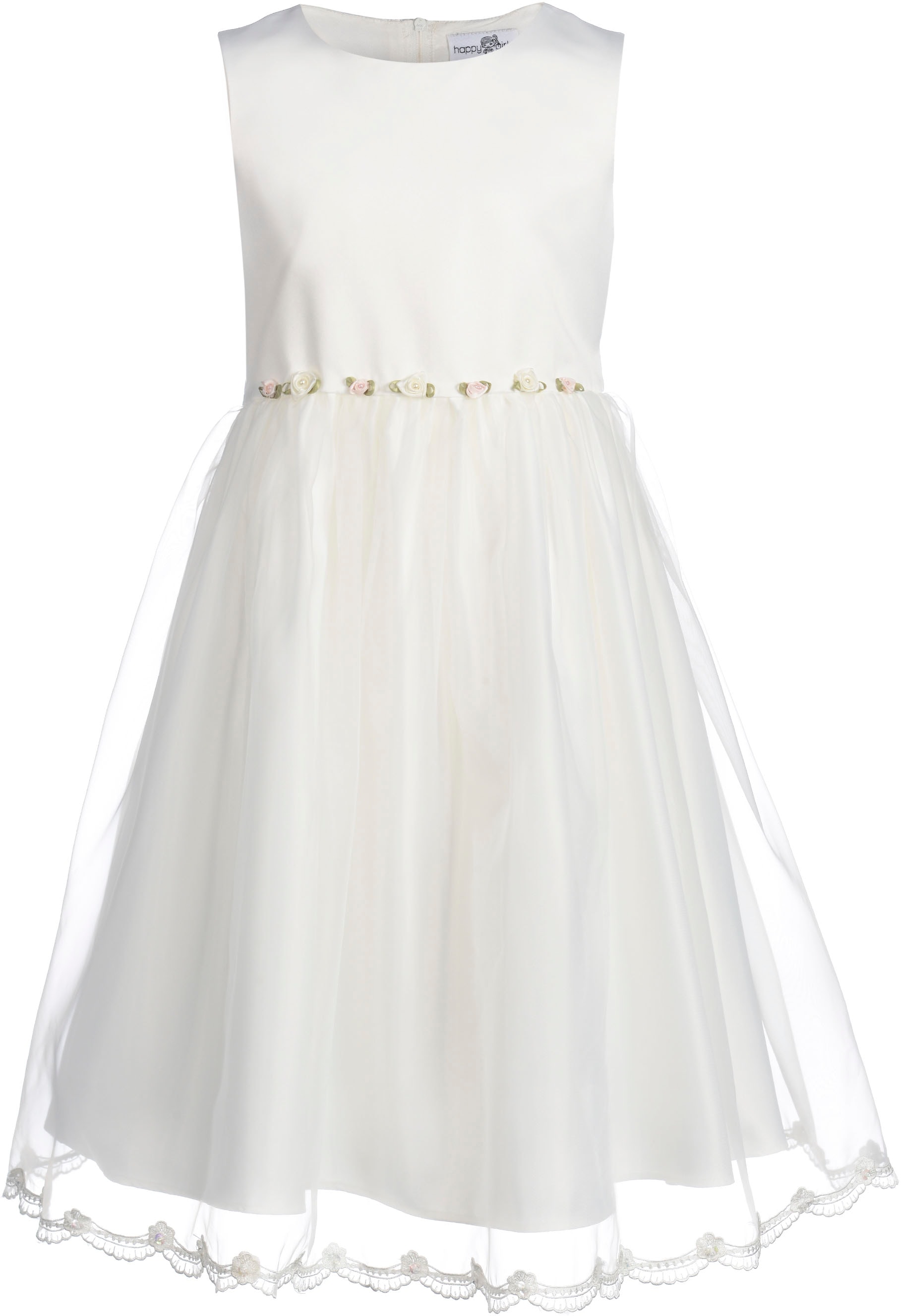 Image of happy girls Taufkleid "dress" mit süsser Blütenapplikation vorne an der Taillennaht