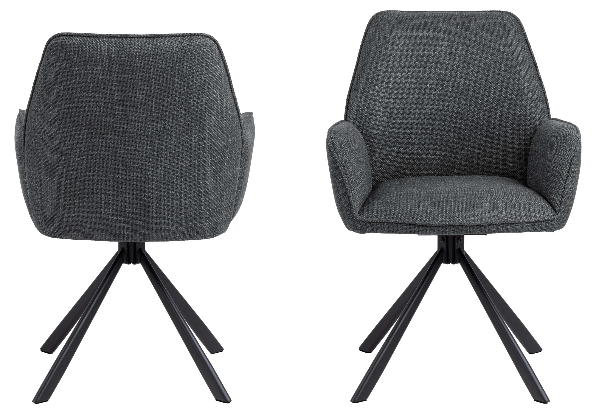 ACTONA GROUP Chaise de salle à manger »Glenda 2er-Set, 360° drehbar, mit Armlehnen, in mehreren Farben« () rembourré, avec accoudoir, pieds en acier noir, pivotant, lot de 2