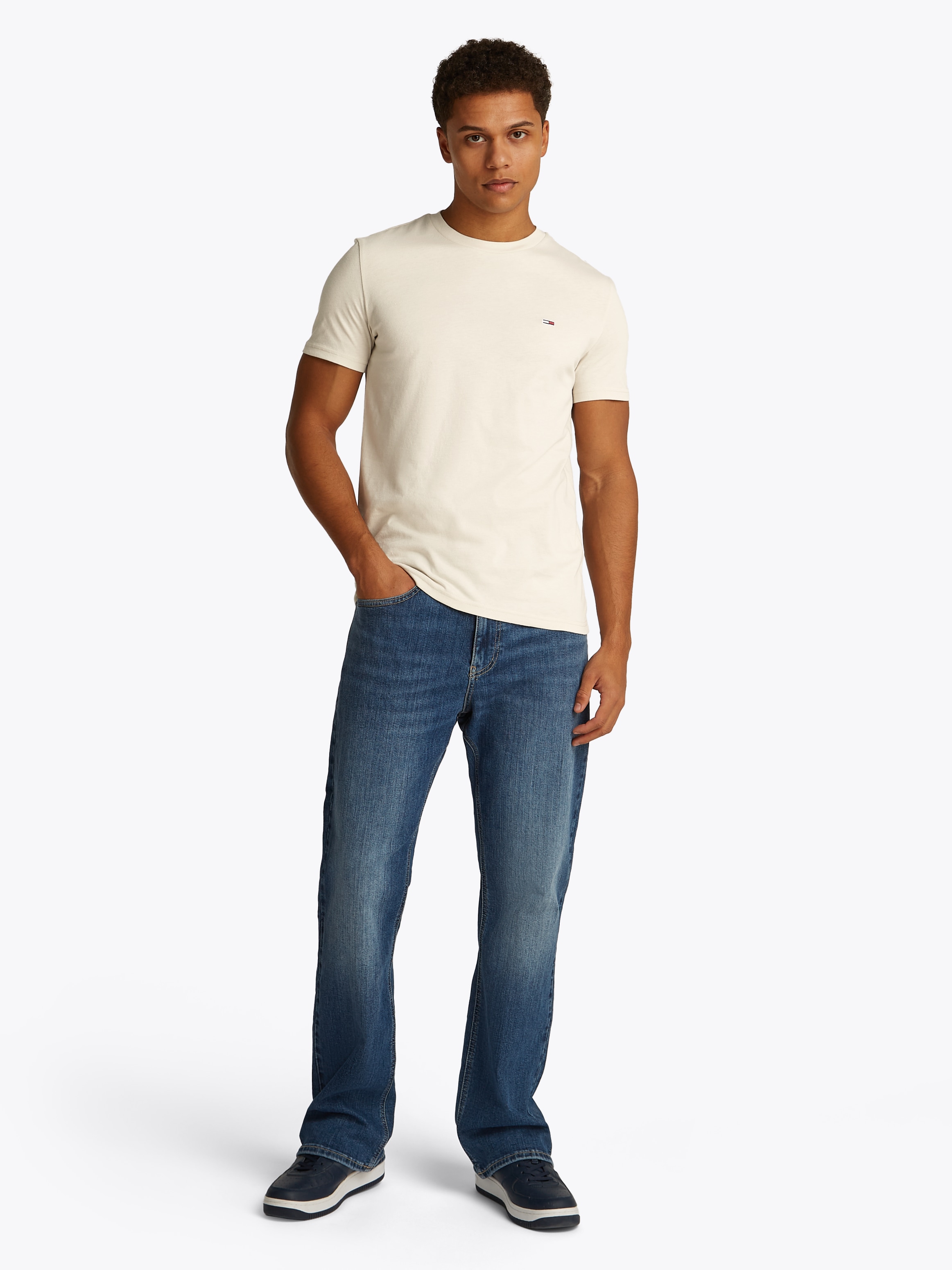 Tommy Jeans Rundhalsshirt »TJM XSLIM 2PACK JERSEY TEE EXT«, (Packung, 2er-Pack), Logostickerei, 2Pack