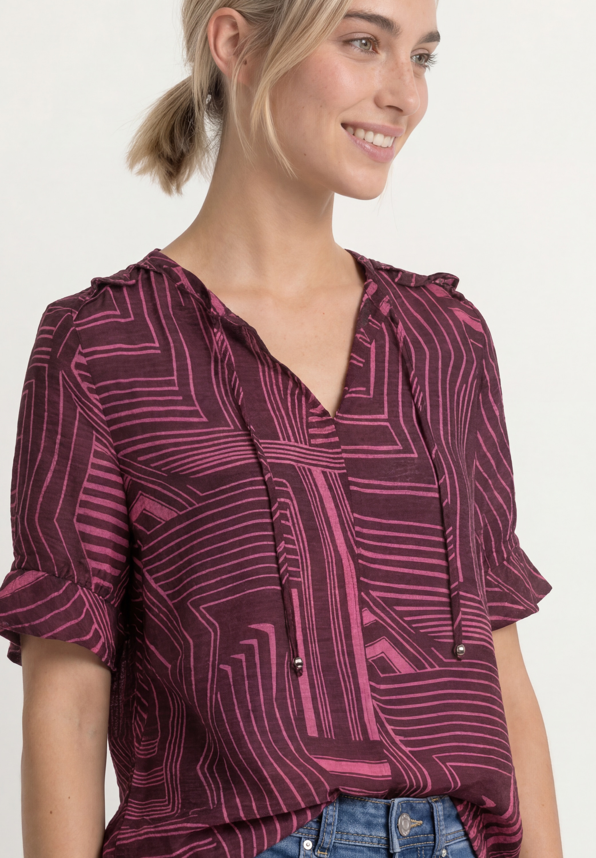 STREET ONE Blouse à manches courtes Blouse d'été tunique manches courtes avec motif graphique