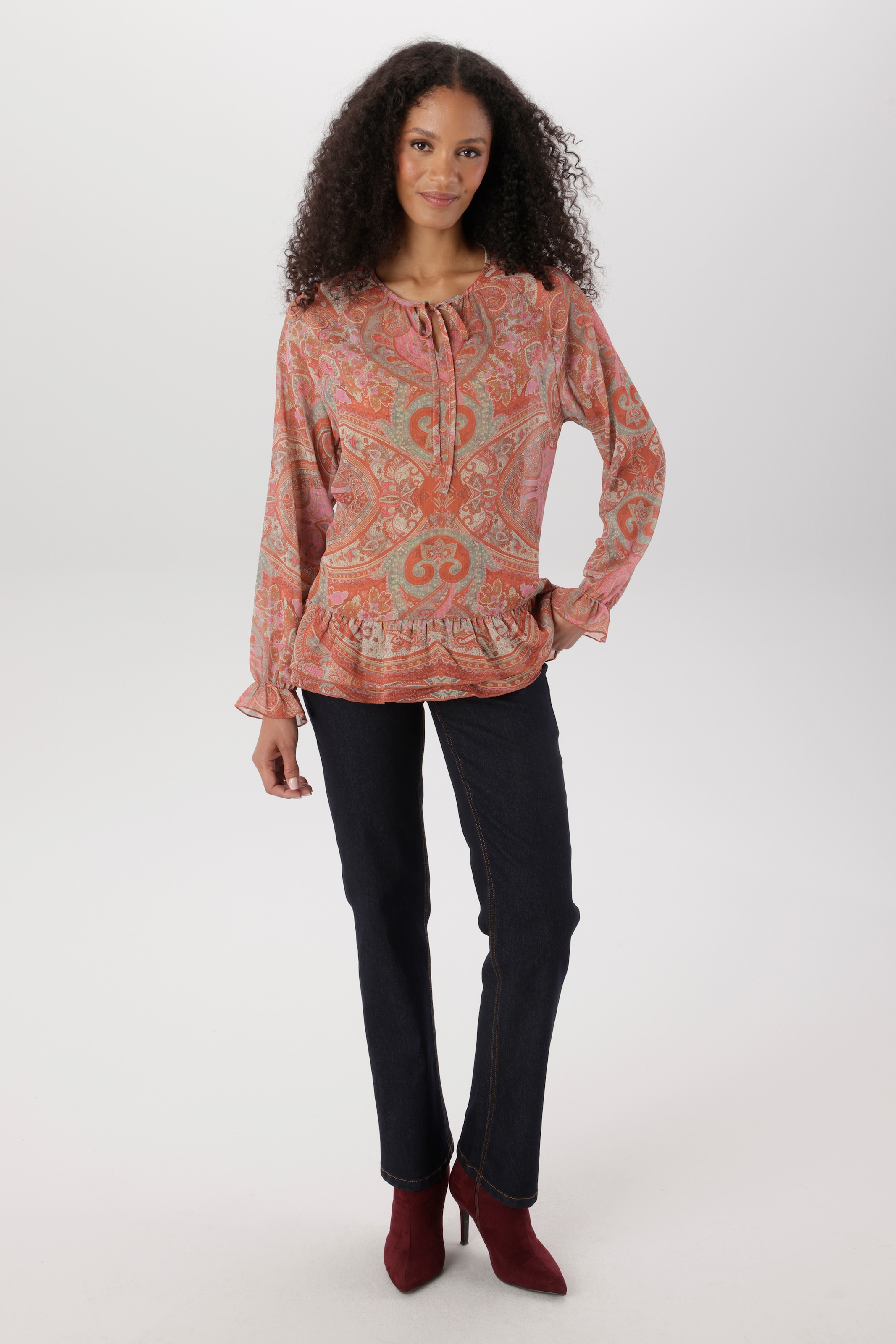 Aniston SELECTED Blouse à enfiler en chiffon légèrement transparent - NOUVELLE COLLECTION