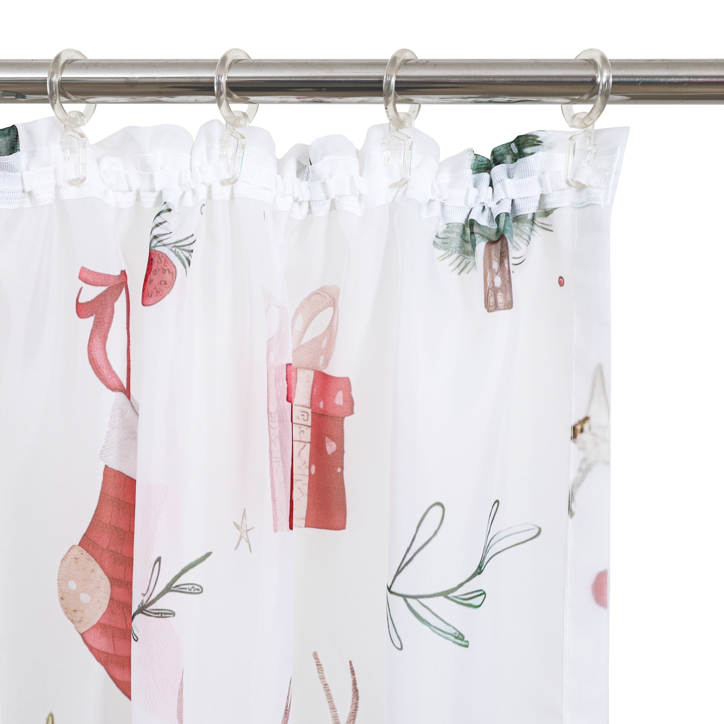 my home Gardine »Olwyn« Kräuselband 1 Stk. tlg. weihnachtlich, bedruckt, halbtransparent, weiche Haptik