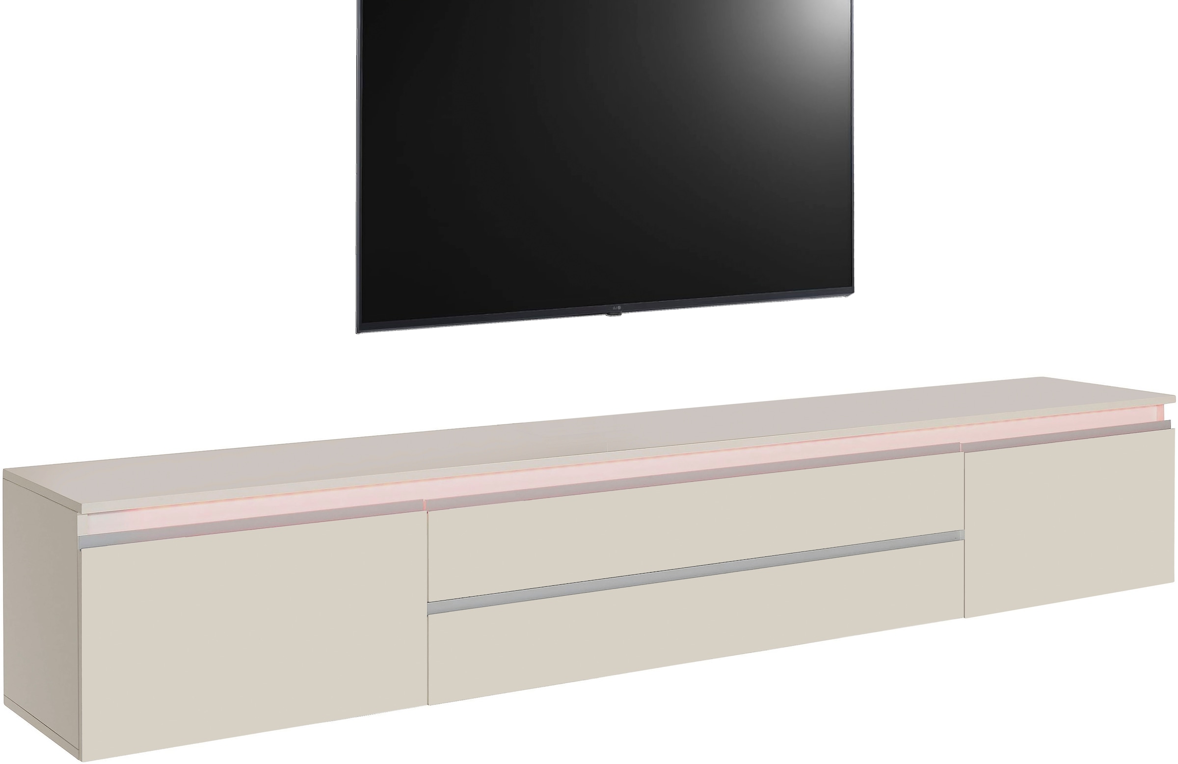 Image of Home affaire Lowboard "Magic,Lowboard,TV-Kommode,TV-Möbel,TV-Bank" Alugriff, 2 Türen, 2 Schubkästen, B/T/H 240×40×40 cm, kaschmir matt