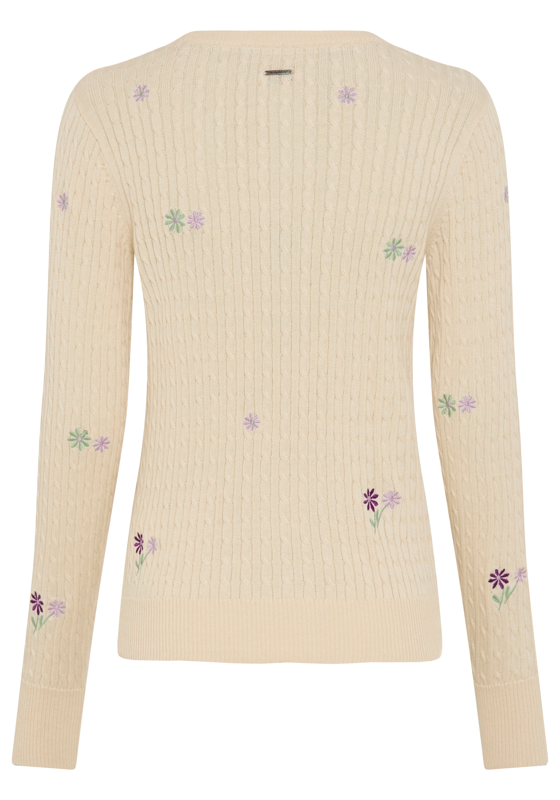 KangaROOS Pull en tricot broderie florale, coupe basique étroite, en coton