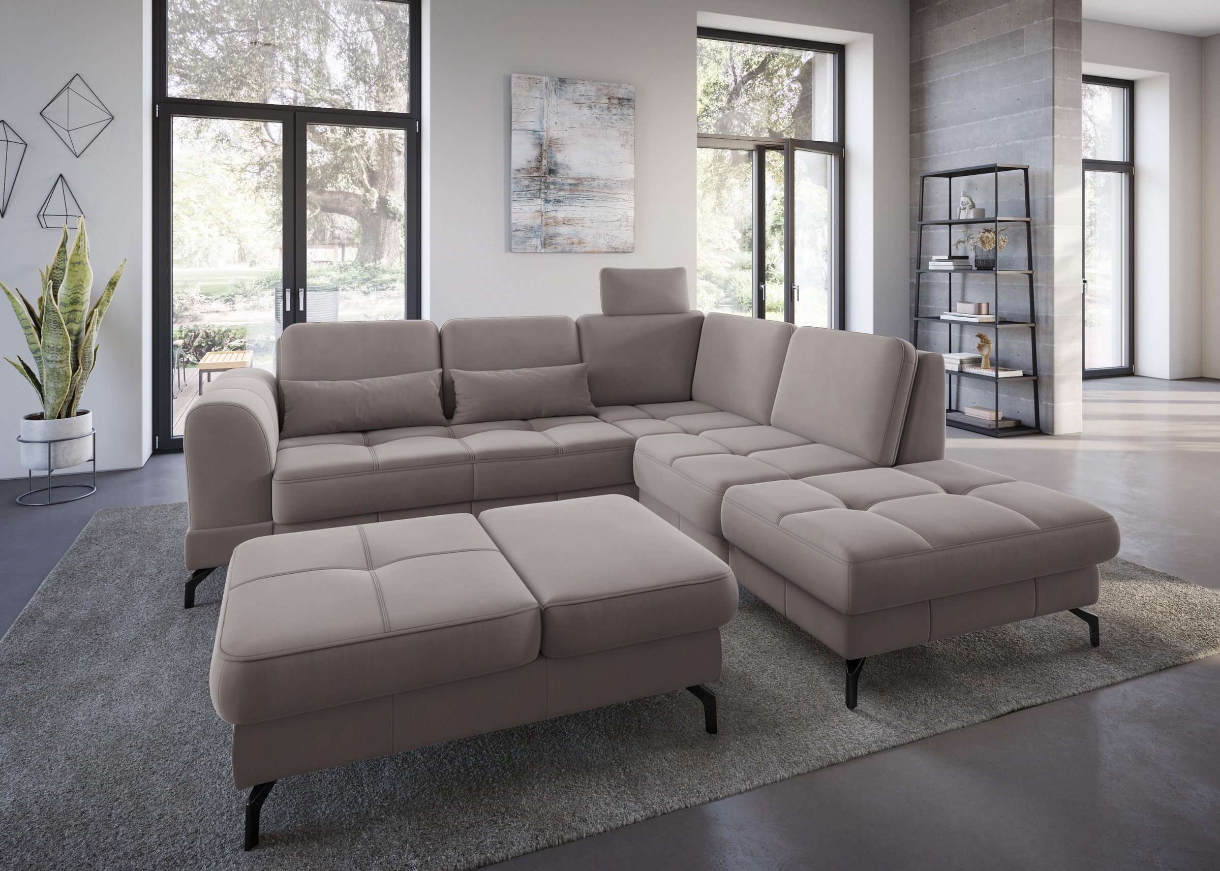 sit&more Ecksofa »Bendigo L-Form«, inklusive Sitztiefenverstellung, Bodenfreiheit 12 cm, in 2 Fussfarben