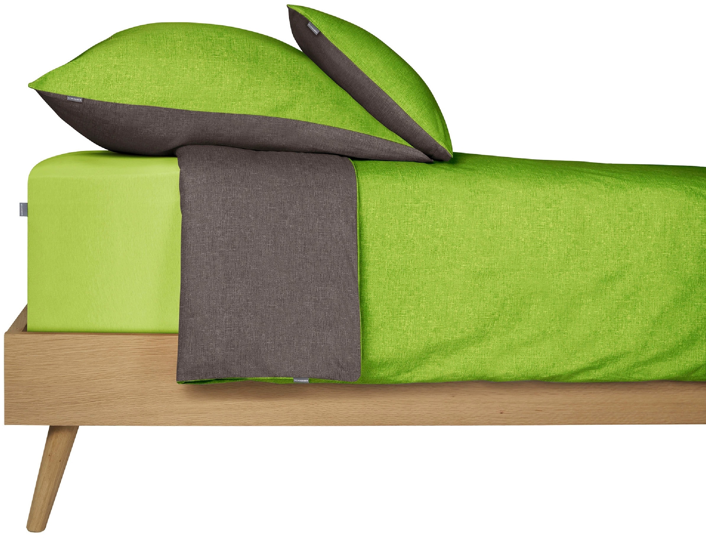 Schiesser Wendebettwäsche »Doubleface aus weicher Baumwolle mit edlem Melangeeffekt« 2 Stk. tlg. ab Grösse 135x200 cm erhältlich, Made in Green
