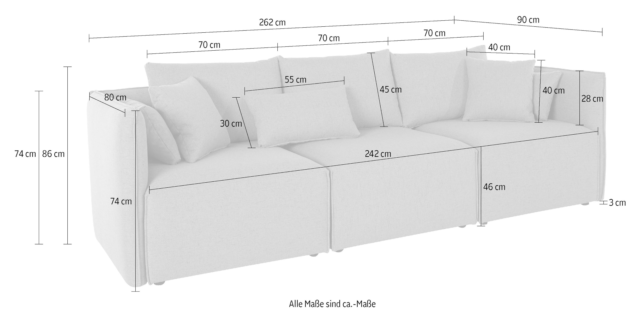GOODproduct 3-Sitzer »Nöre« 3 Teile, in vielen Bezugsqualitäten und Farben s. auch "Nöre"