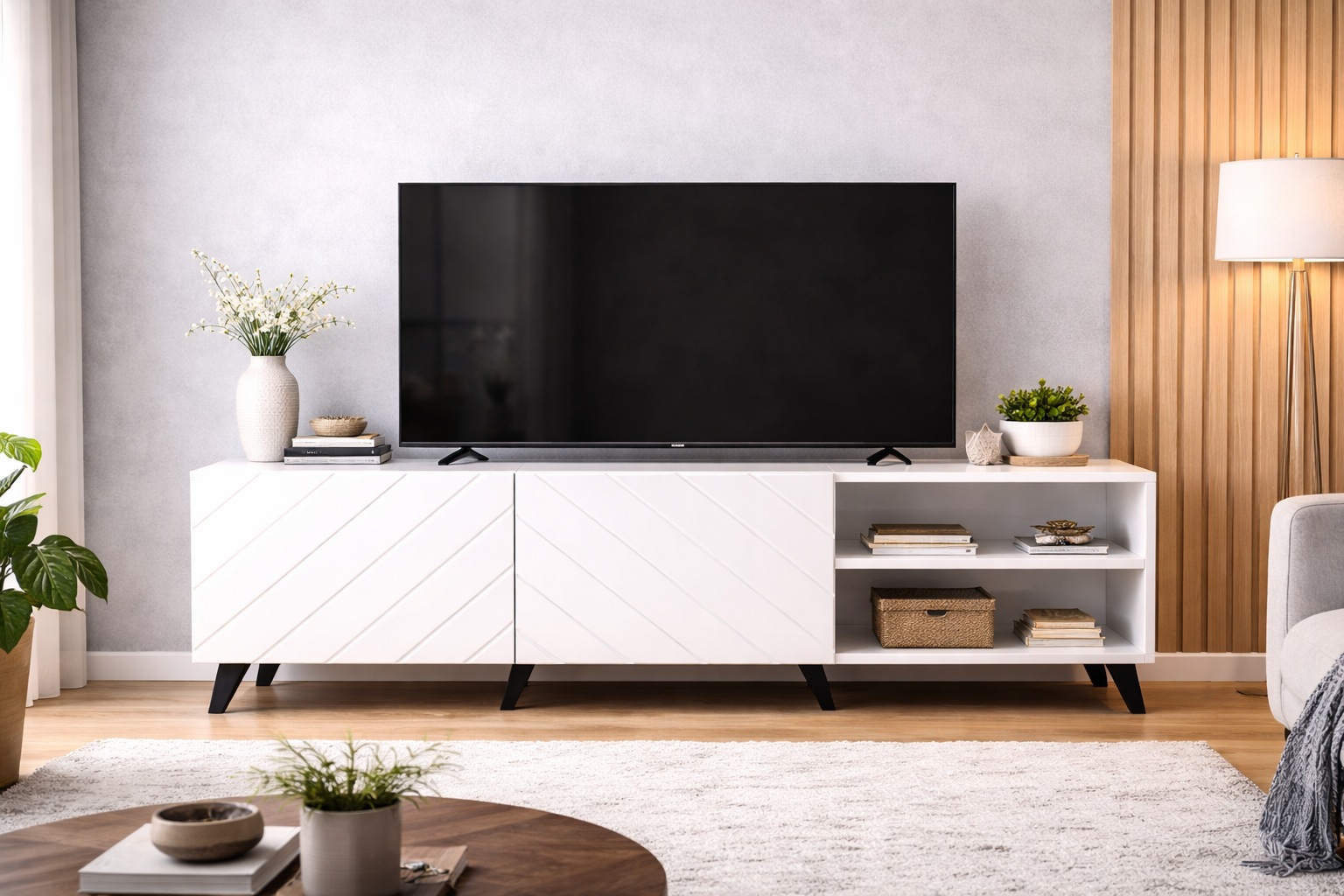 GOODproduct Table basse »HOLLY 1.5, TV-Board, TV-Kommode, TV-Schrank, TV-Unterschrank, TV-Möbel« Meuble TV moderne laqué brillant sans poignées, largeur 150 cm