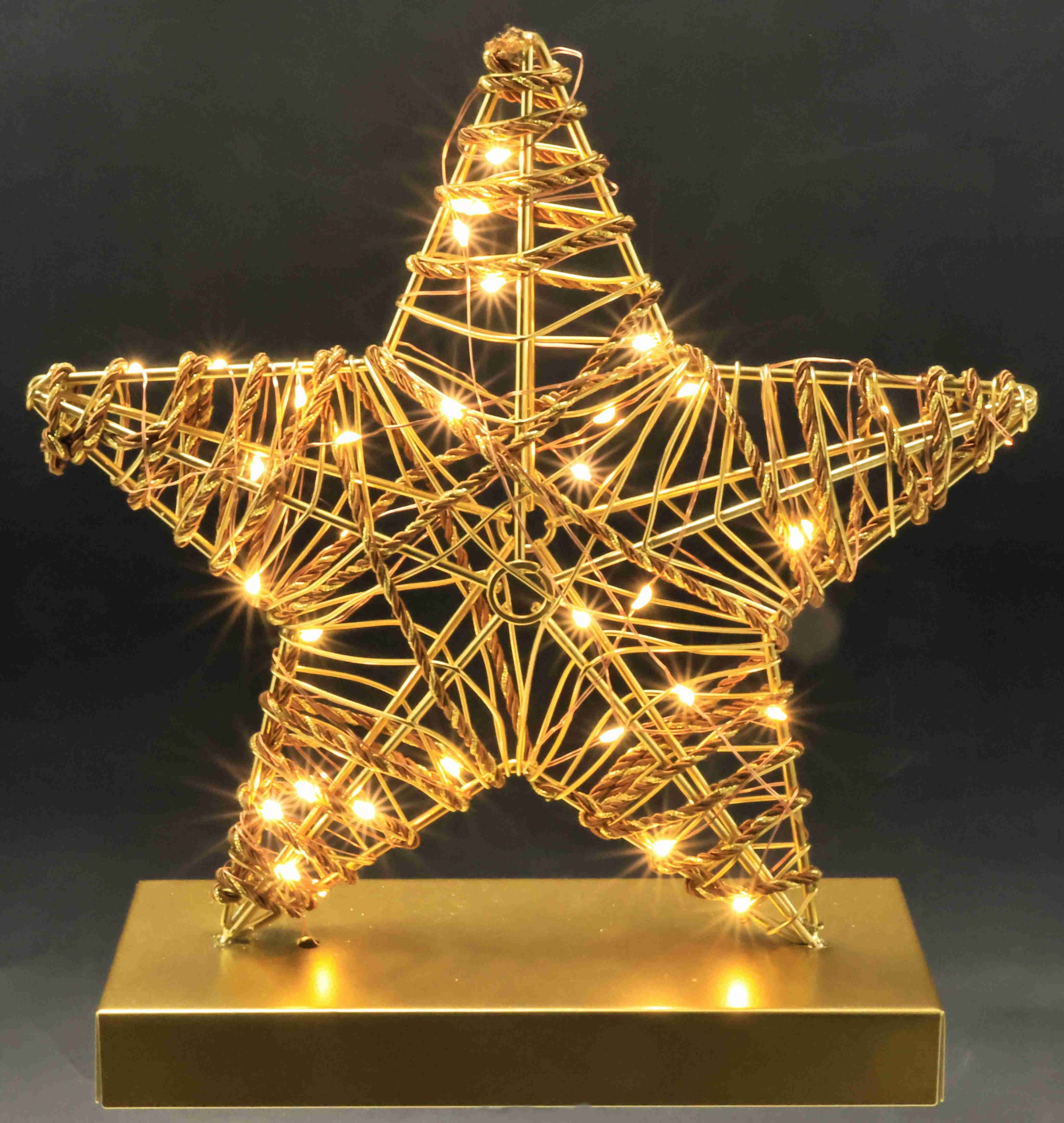 I.GE.A. Figurine décorative LED »LED-Dekoobjekt Stern« métal doré blanc chaud, minuterie, fonctionnement sur piles, décoration de Noël, figurine