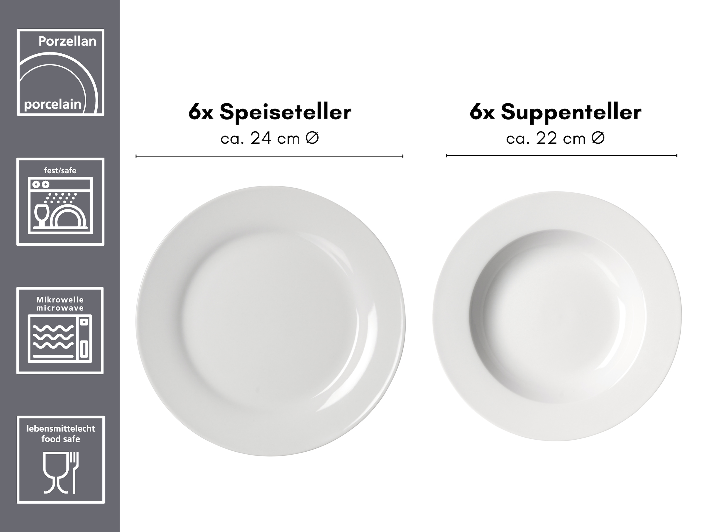 Ritzenhoff & Breker Service de table »Bianco« klassisch und schlicht, unifarben