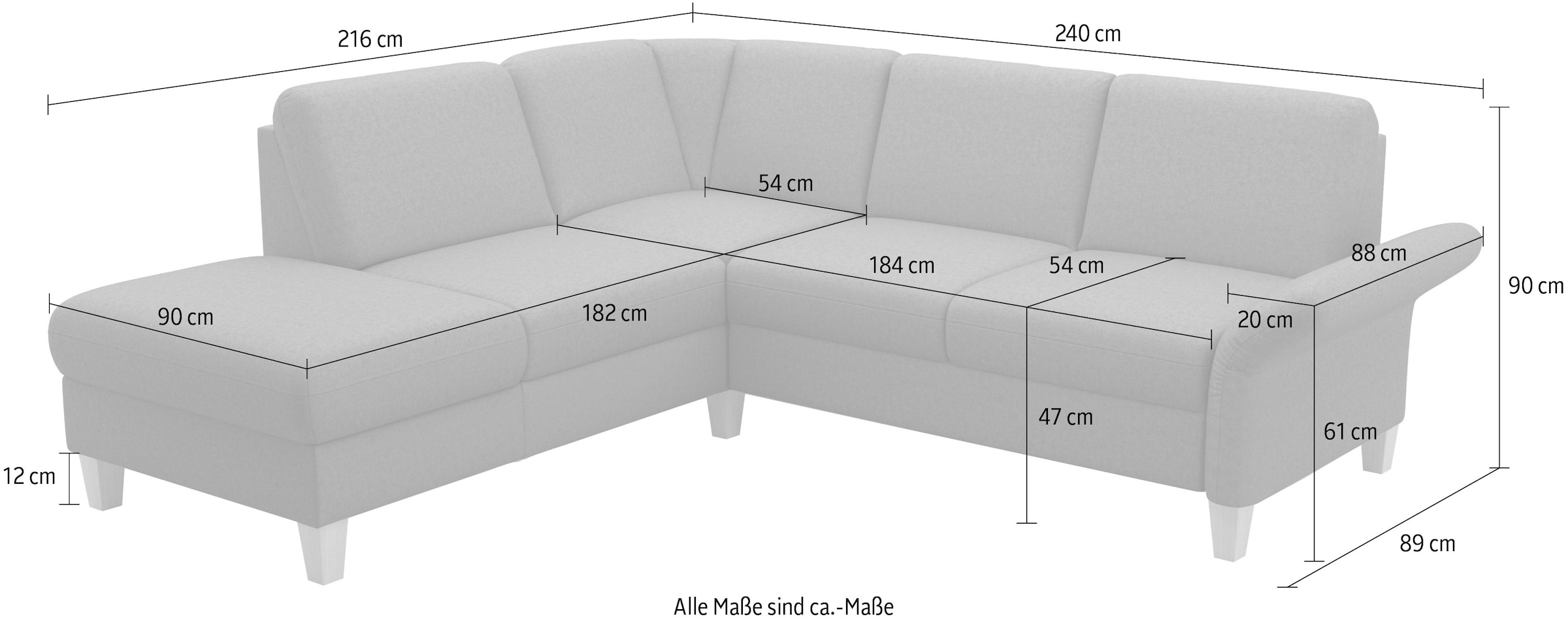 Home affaire Ecksofa »Rochelle, L-Form«, wahlweise mit Armteilverstellung, Bettfunktion und Bettkasten